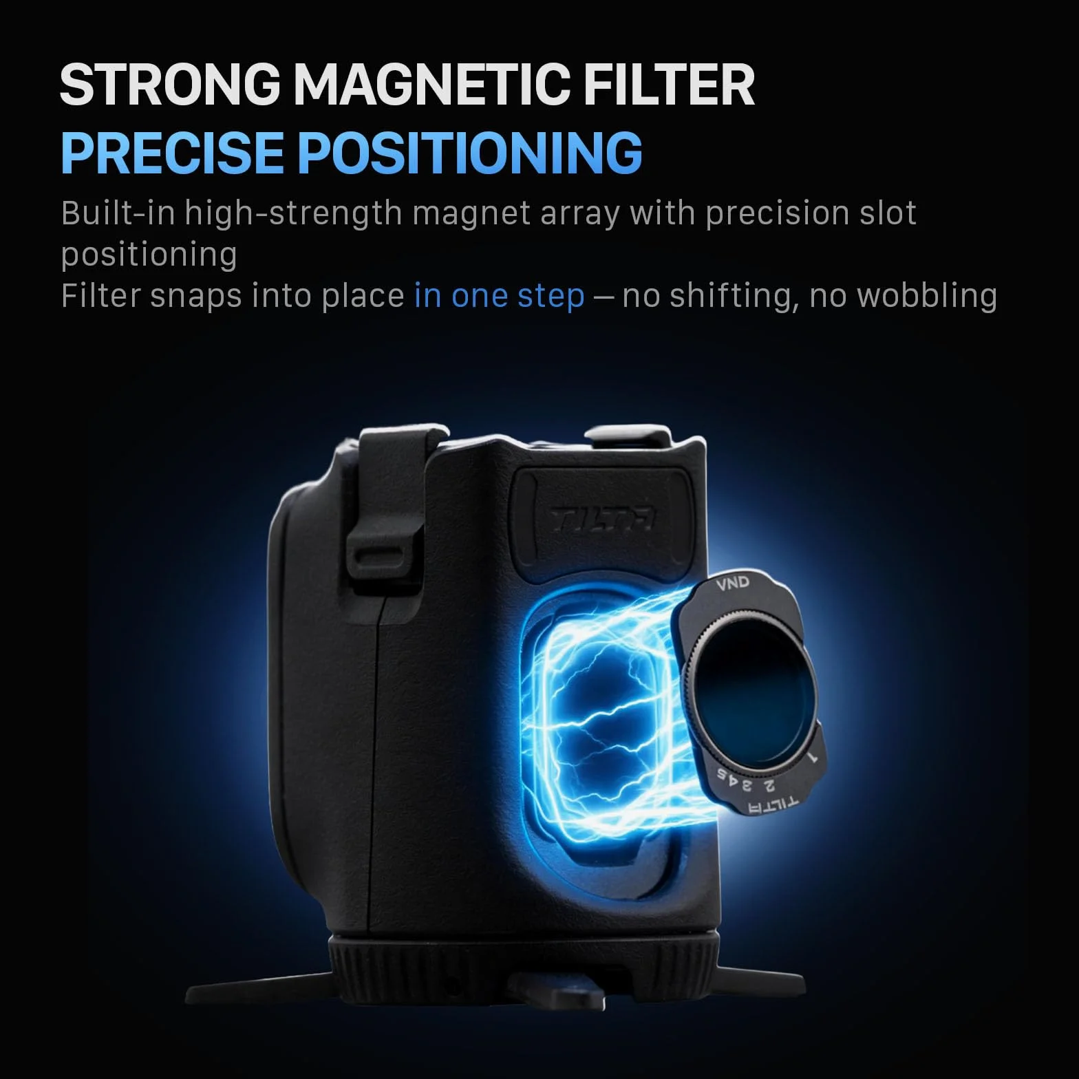 Tilta Base de Filtre Magnétique Compatible avec DJI Osmo Pocket 4, Support Rotatif Rangement Filtres avec Trépied, Plaque Arrière Magnétique Compatible MagSafe, Peut Contenir 3 Filtres TA-T65-FSE-B