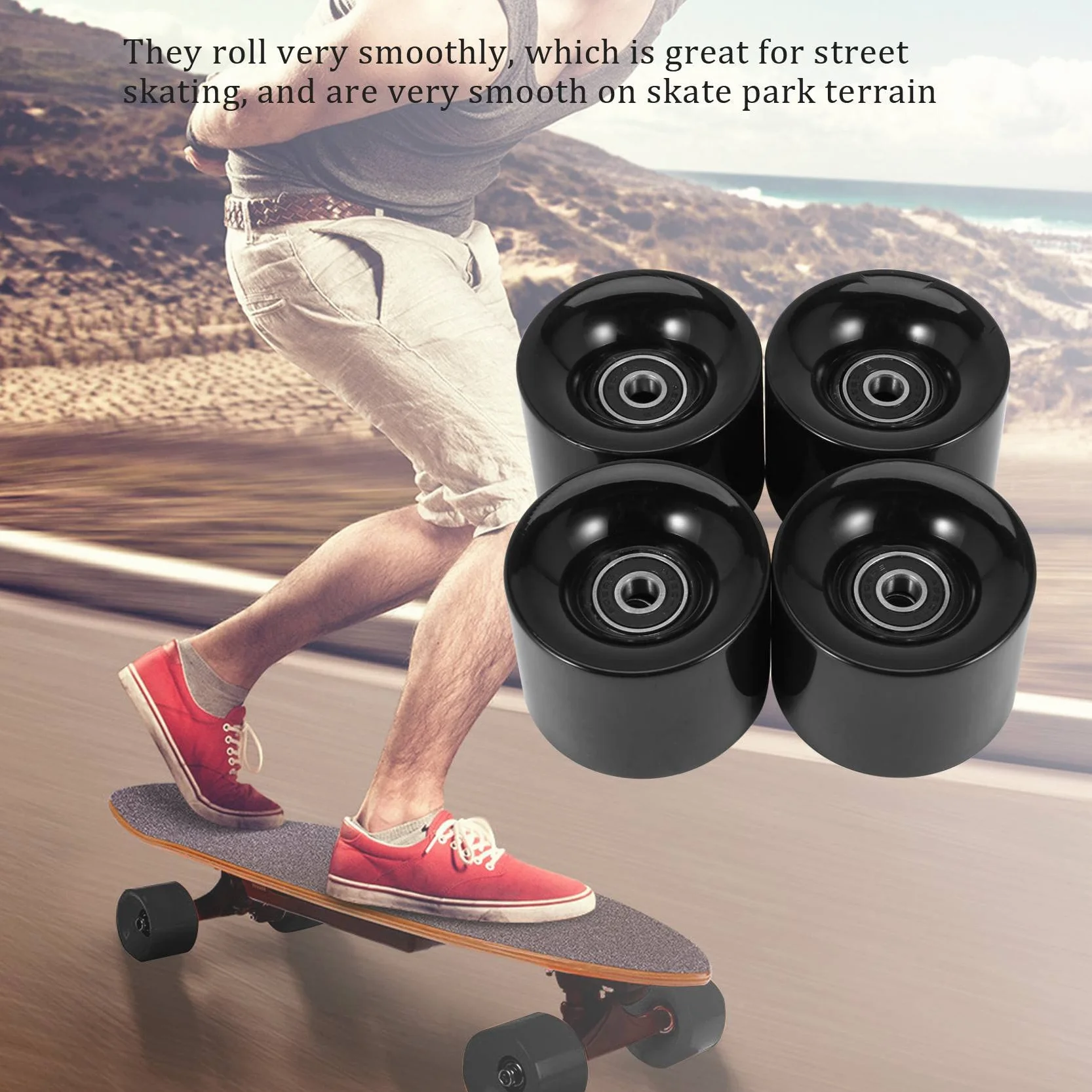 Roues de Skate 60mm ABEC-9 Bearing Steel Cruiser Pack de 4