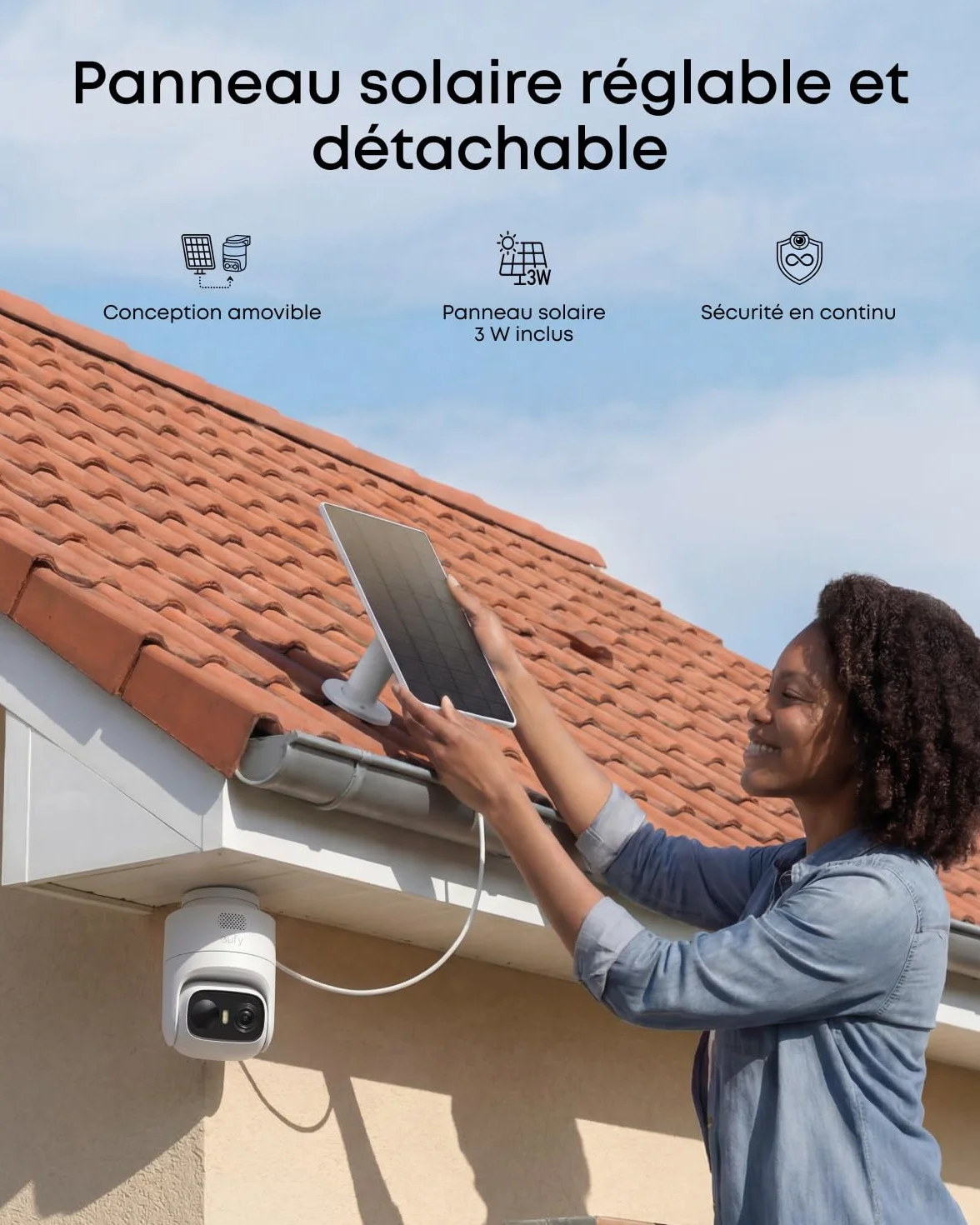 eufy Security eufyCam C37, caméra Surveillance WiFi extérieure sans Fil, Suivi IA motorisé à 360°, Solaire 2K, détection de Personnes/Animaux/véhicules, sans Frais, Carte microSD Non Incluse