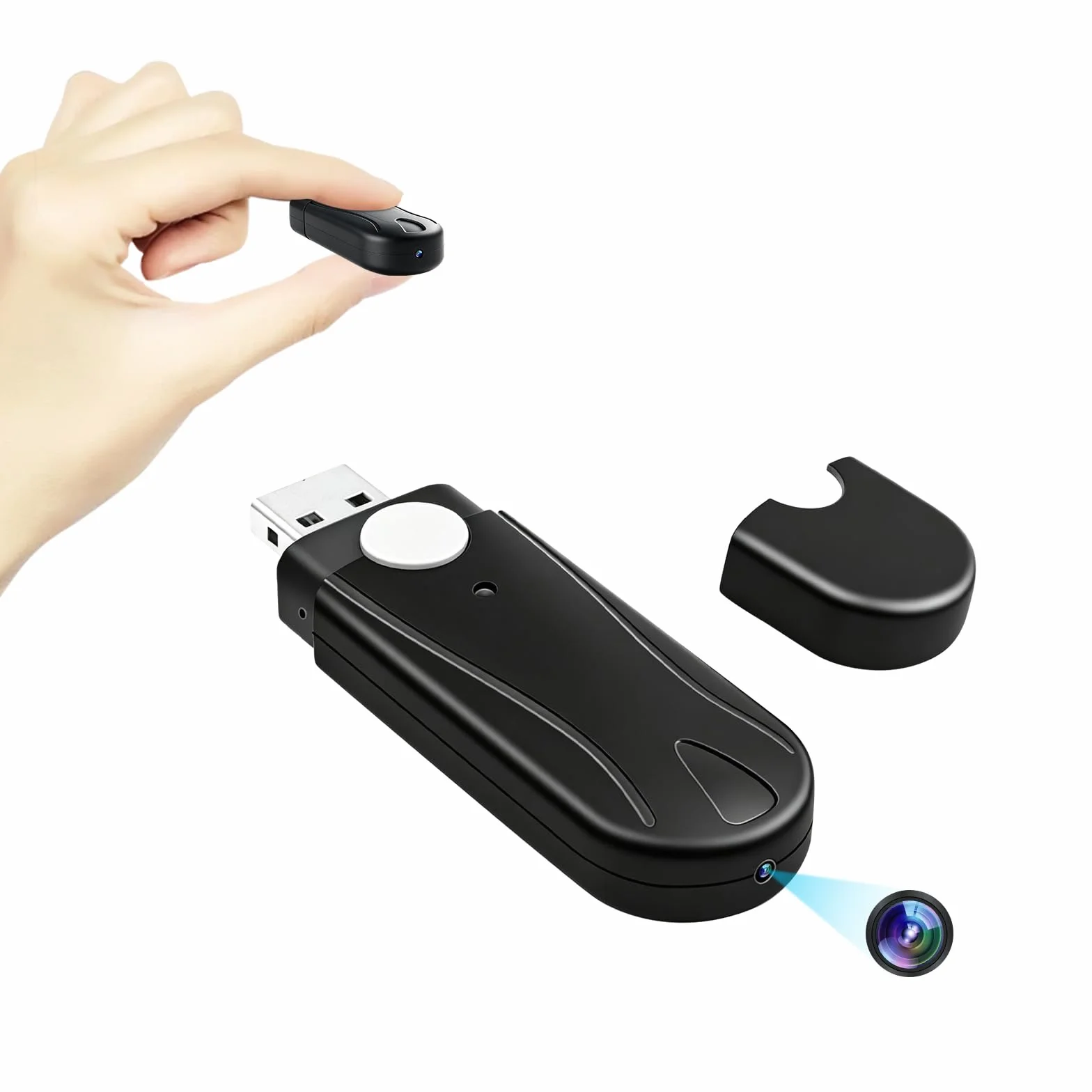 Caméra Espion,Mini Camera Cachée sans Fil Clé USB,Mciro HD 1080P Caméra de Surveillance avec Détection de Mouvement aux pour Réunions et à Une Utilisation en Activités en Plein air