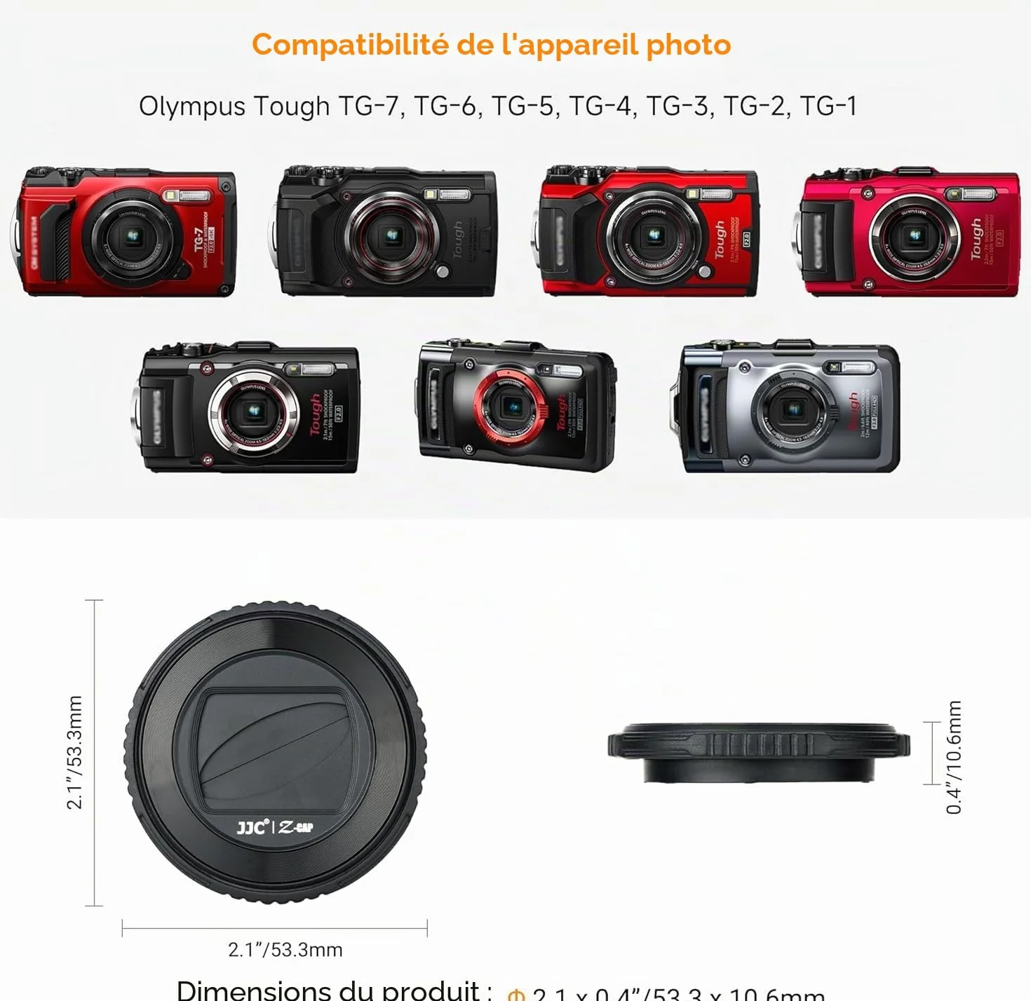 JJC Bouchon de Protection d'objectif pour Appareil Photo Olympus Tough TG-7, TG-6, TG-5, TG-4, TG-3, TG-2 and TG-1F, Om System TG-7, Remplacement pour Olympus LB-T01
