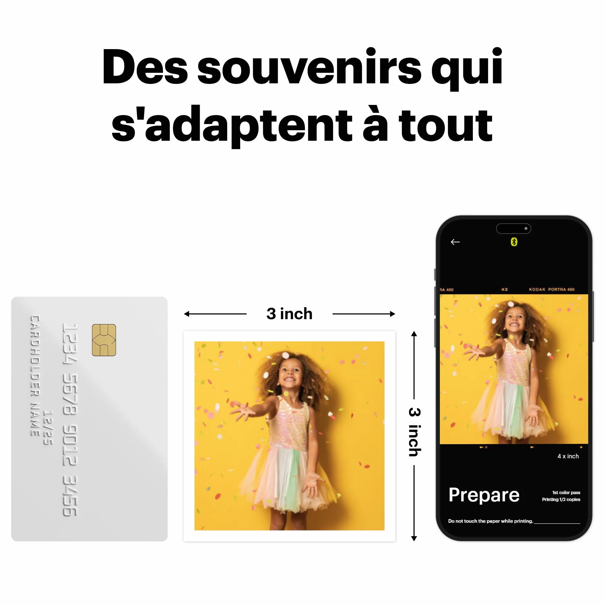 KODAK Mini Shot 3 Era 4PASS 2-in-1 Appareil Photo Instantané et Imprimante Photo Portable (7,6x7,6cm) Appareil Photo + Paquet avec 38 Feuilles, Noir