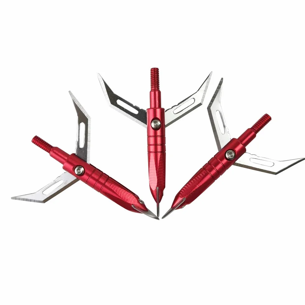 Pointes de flèche 100 Grains 3 Lames Têtes de Flèche Broadheads pour Chasse au Tir à l’Arc Arbalète