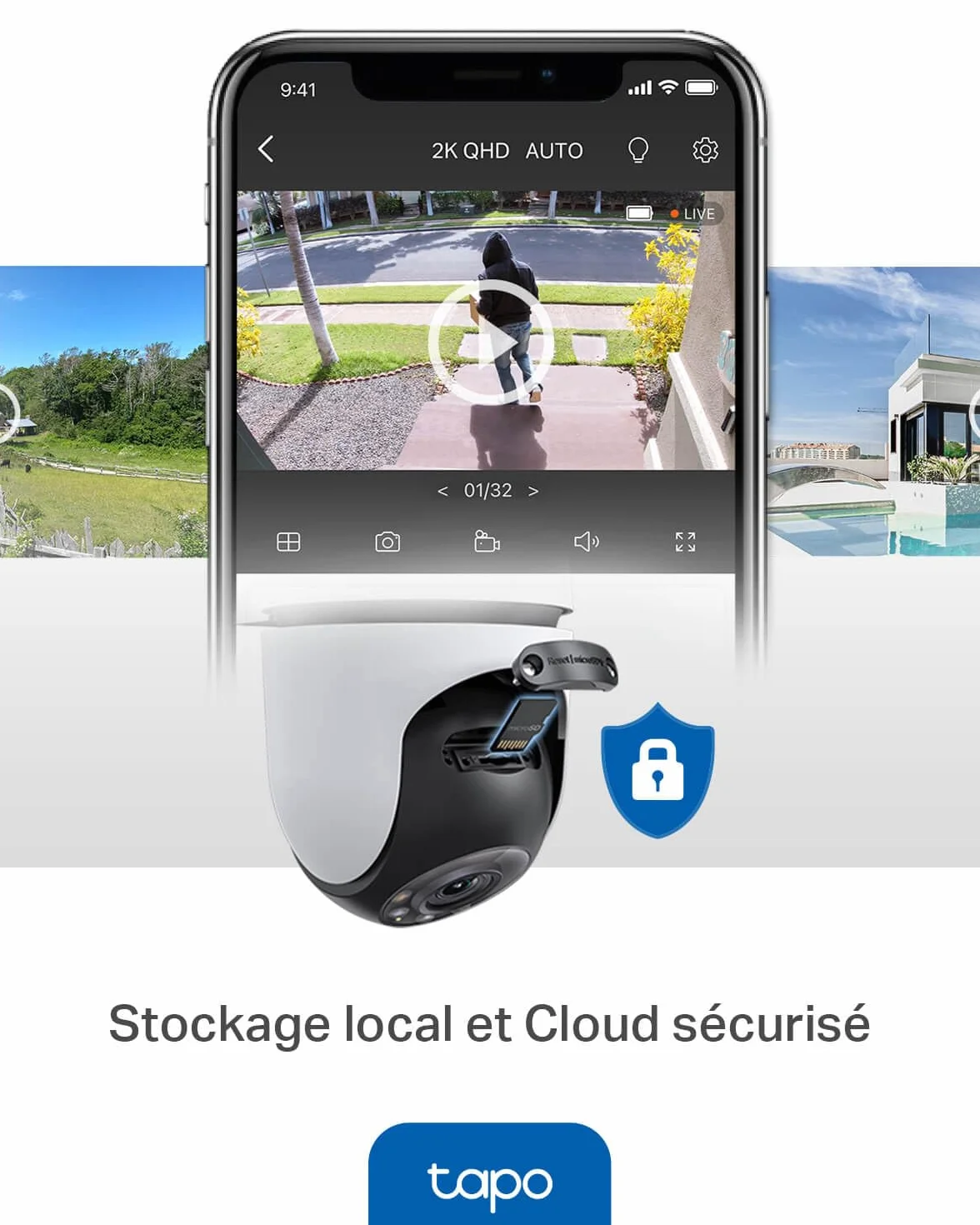Tapo C520WS 2K (4MP) Caméra de Surveillance WiFi Extérieur 360°, Vision Nocturne Couleur, Détection de Mouvement, IP66