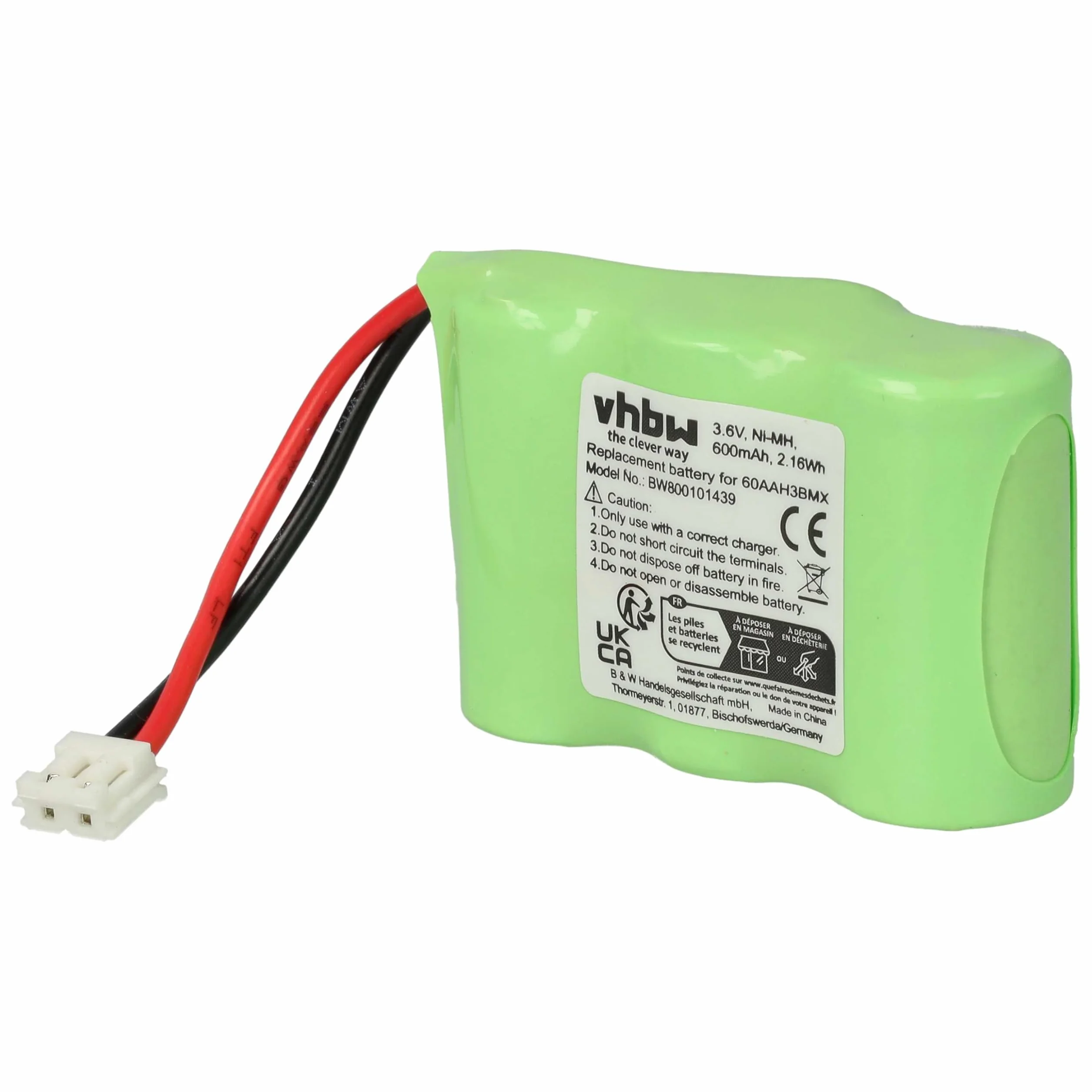 vhbw 1x Batterie Compatible avec Ascom Adesso téléphone Fixe sans Fil (600mAh, 3,6V, NiMH) - Remplacement pour 60AAH3BMX, HSC22, V30145-K1310-X147, C39453-Z5-C193