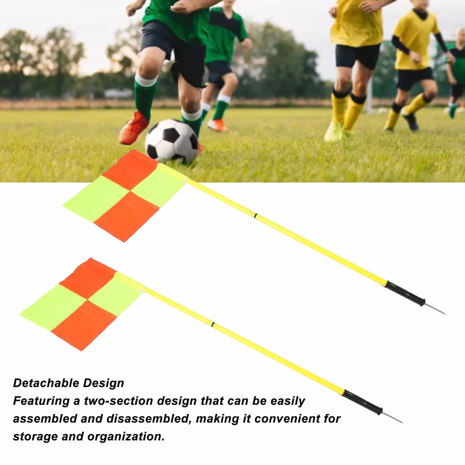 Lot de 4 Drapeaux d'Angle de Terrain de Football avec Poteaux - Couleurs Vives - Entraînement Extérieur