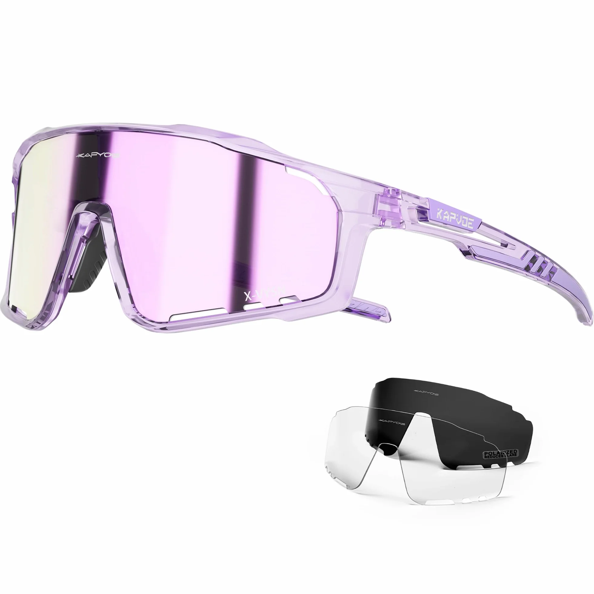 KAPVOE Lunette de Cyclisme Photochromique TR90 UV400 Homme Femme Vélo