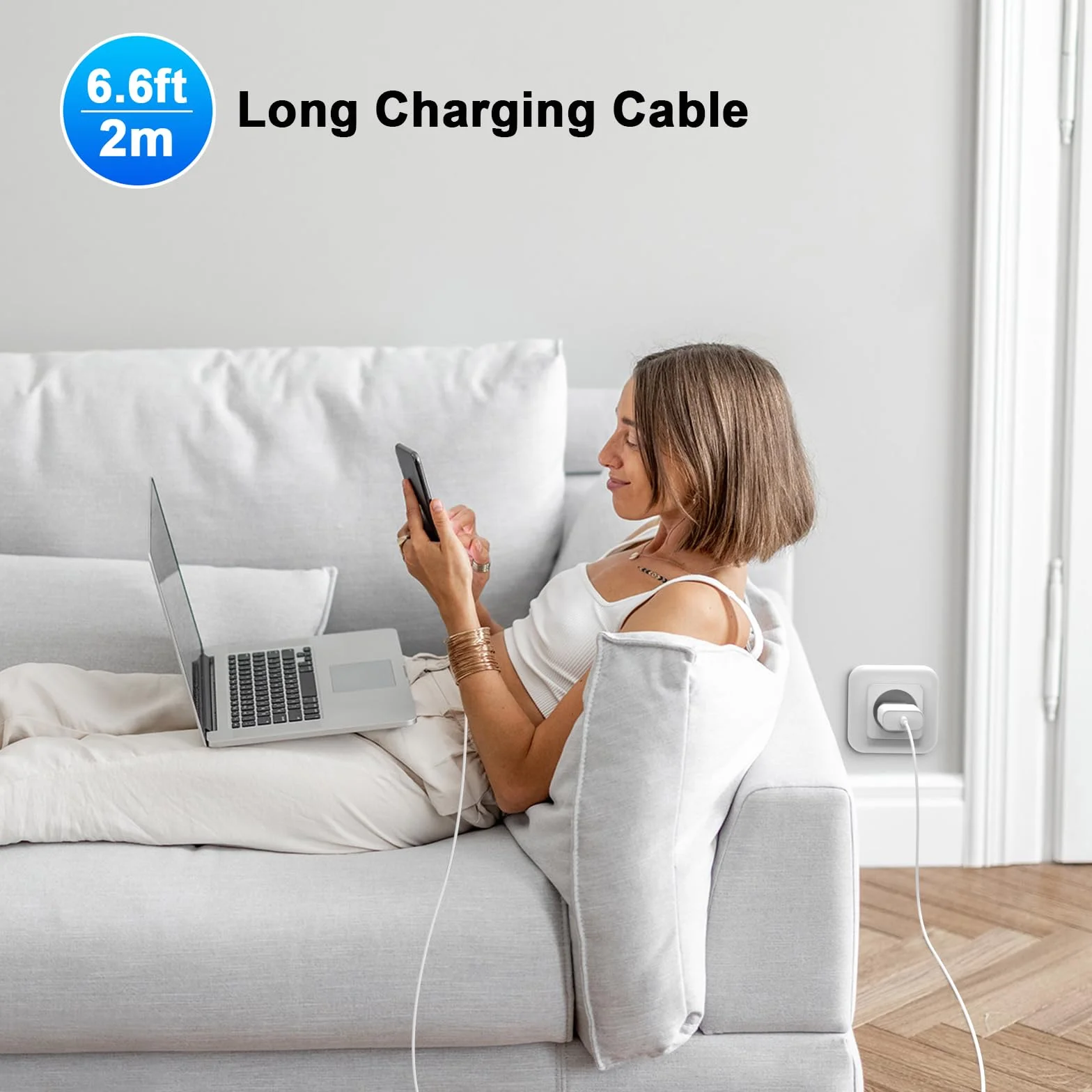 Chargeur Rapide iPhone 11 12 13 14,4Pack [Certifié Apple MFi ] Chargeur de Adaptateur avec 2M USB-C de données Lightning Cordon de Charge Compatible avec iPhone 14 13 12 11 Pro Max XS XR X
