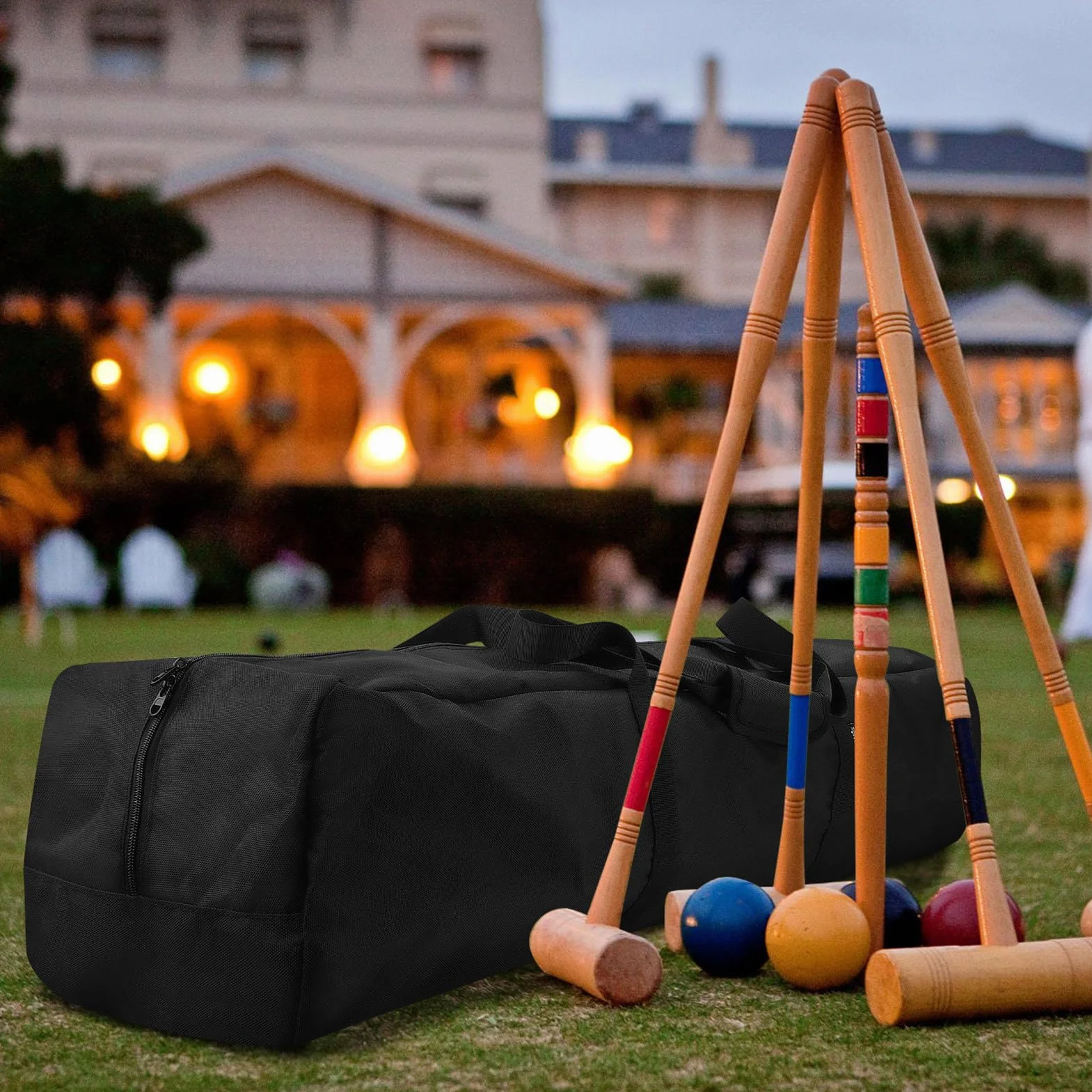 Sac de croquet – Sac de transport d'équipement de sport robuste, grande poignée pour pelouse en plein air