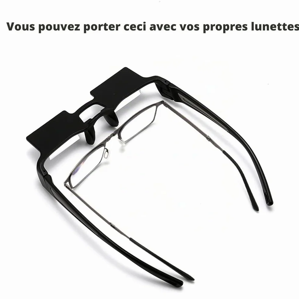 CHANGAR Lunettes à prisme légères Lunettes paresseuses pour lit Lunettes à miroir légères Lunettes de lecture horizontales allongées Vision à 90° Lunettes à prisme pour s'allonger Lire et regarder la
