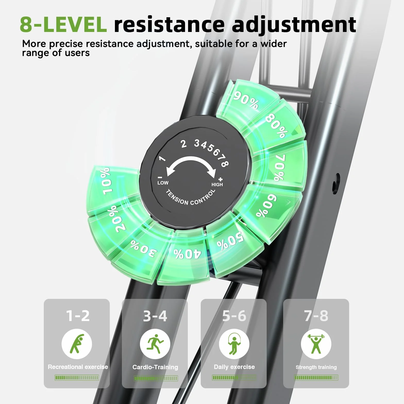 Vélo d'appartement pliable 4 en 1 avec écran LCD et mesure du pouls - 8 niveaux de résistance magnétique, capacité 120 kg