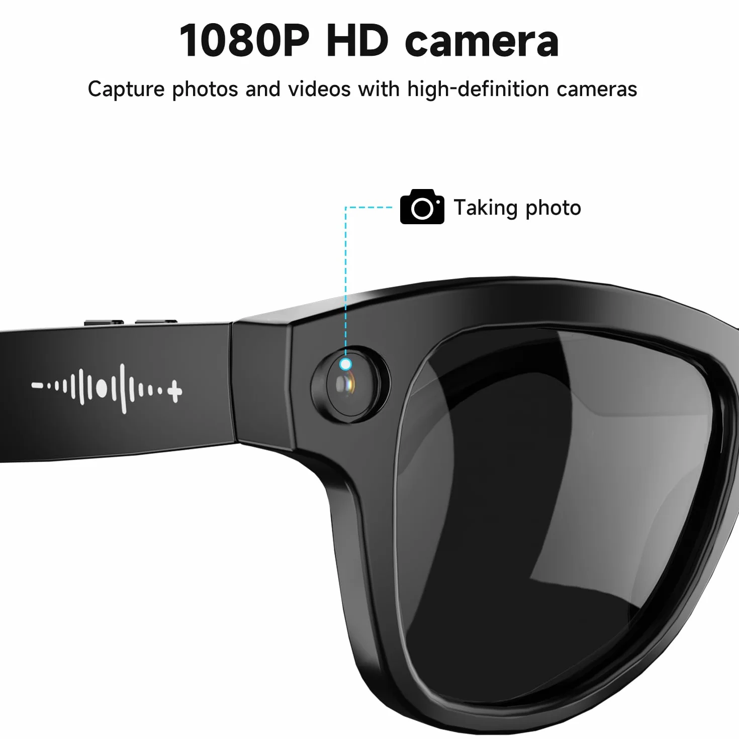 ELECGO AI Smart Glasses with 8MP HD 1080p Video Camera, Bluetooth Audio Sunglasses, Real Time Translation, Voice Control, 15° Adjustable Temple