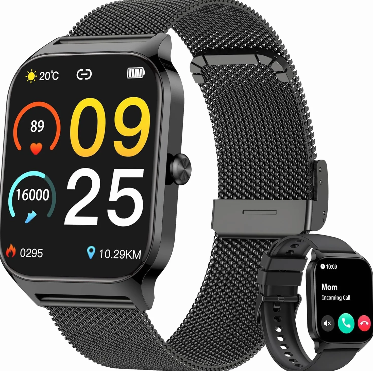 KALINCO Montre Connectée Homme Femme, 1.85" AI Smartwatch avec Appel Bluetooth, Pression Artérielle, Podometre, Sommeil, Cardiofrequencemetre, 100+ Sport Bracelet