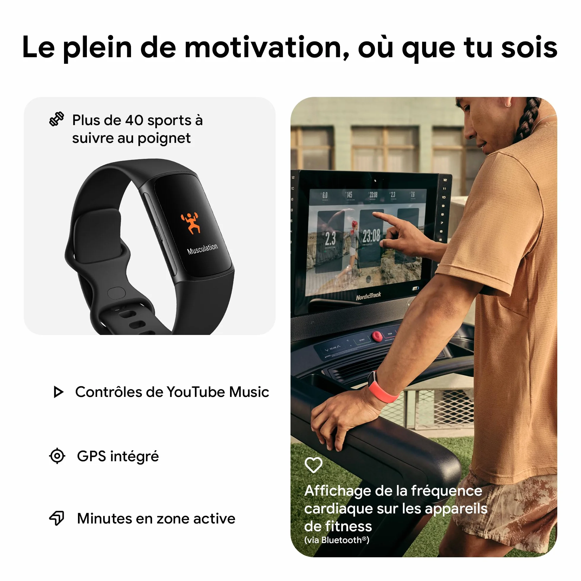 Google Fitbit Charge 6 Bracelet d'activité 3 mois Google Health Premium 7 jours autonomie batterie
