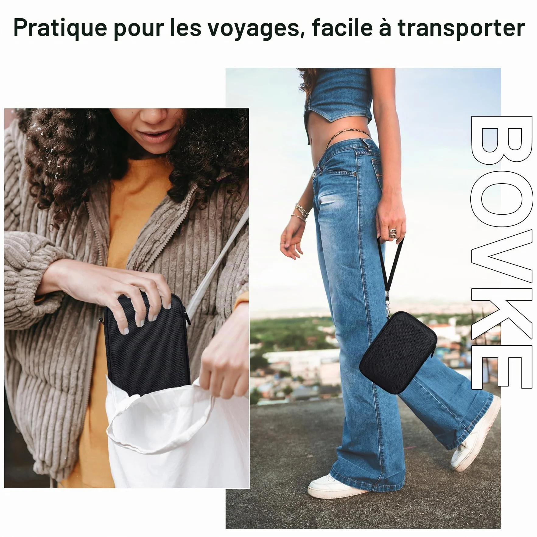 BOVKE Étui de Transport pour Fujifilm X100VI X100V X-E5 Appareil Photo Numérique, Poche en Maille, Noir