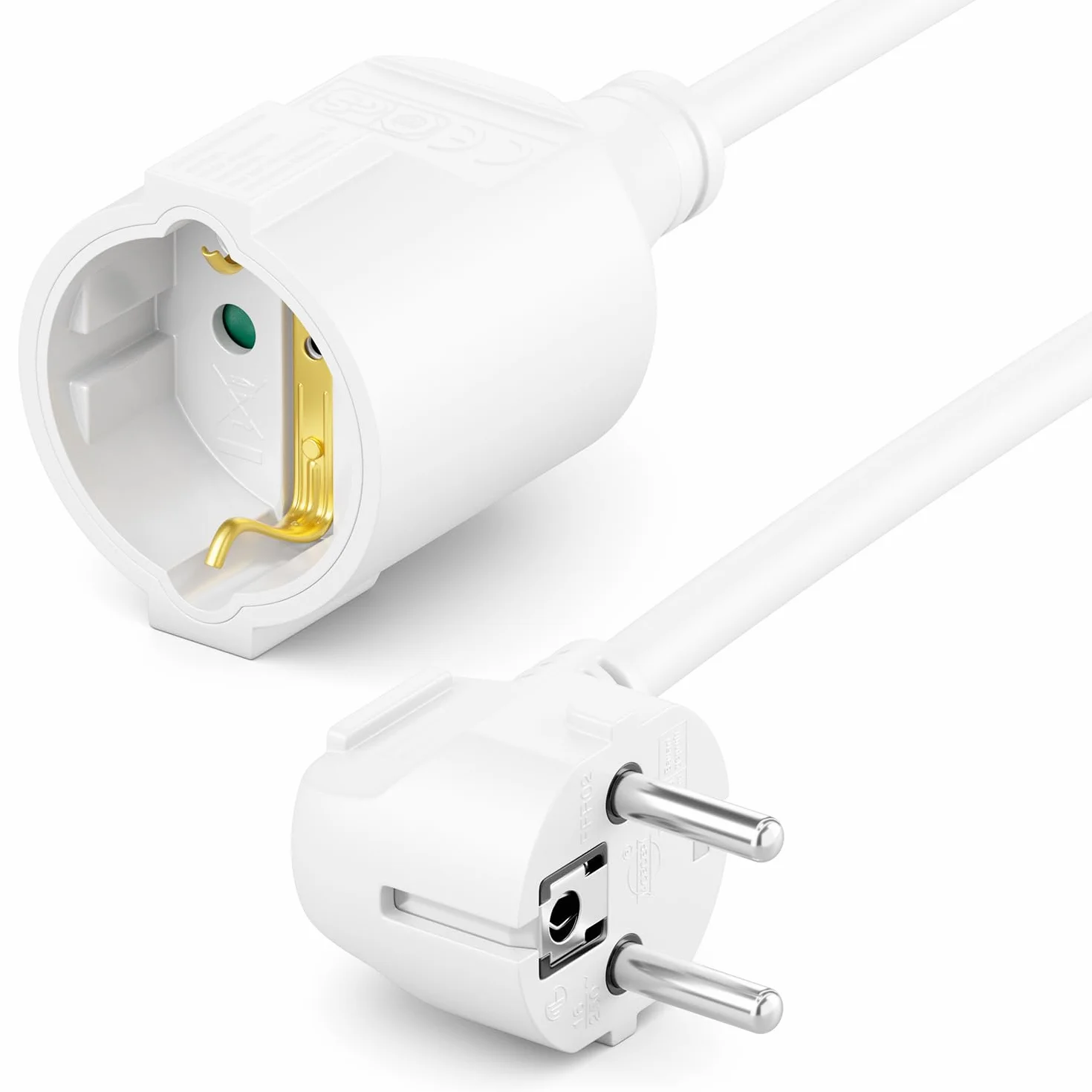 deleyCON 3,0m Cordon Alimentation Rallonge Contact Protection Câble électrique Extension 16A 3680W Usage Domestique Bureau Atelier Multimédia Blanc