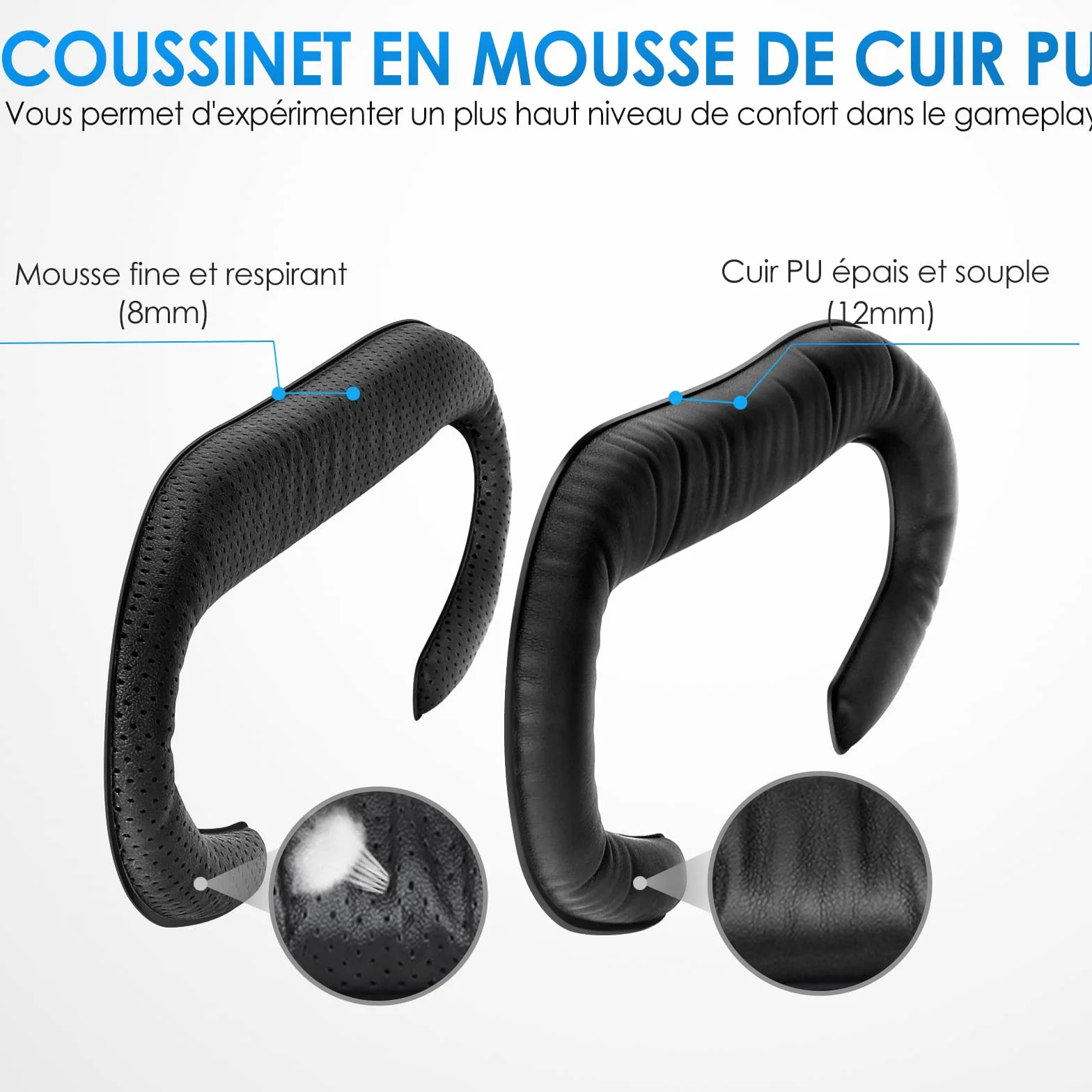 Interface Faciale pour Oculus Meta Quest 2 Accessoires Kit 7 en 1 avec Coussin de Protection