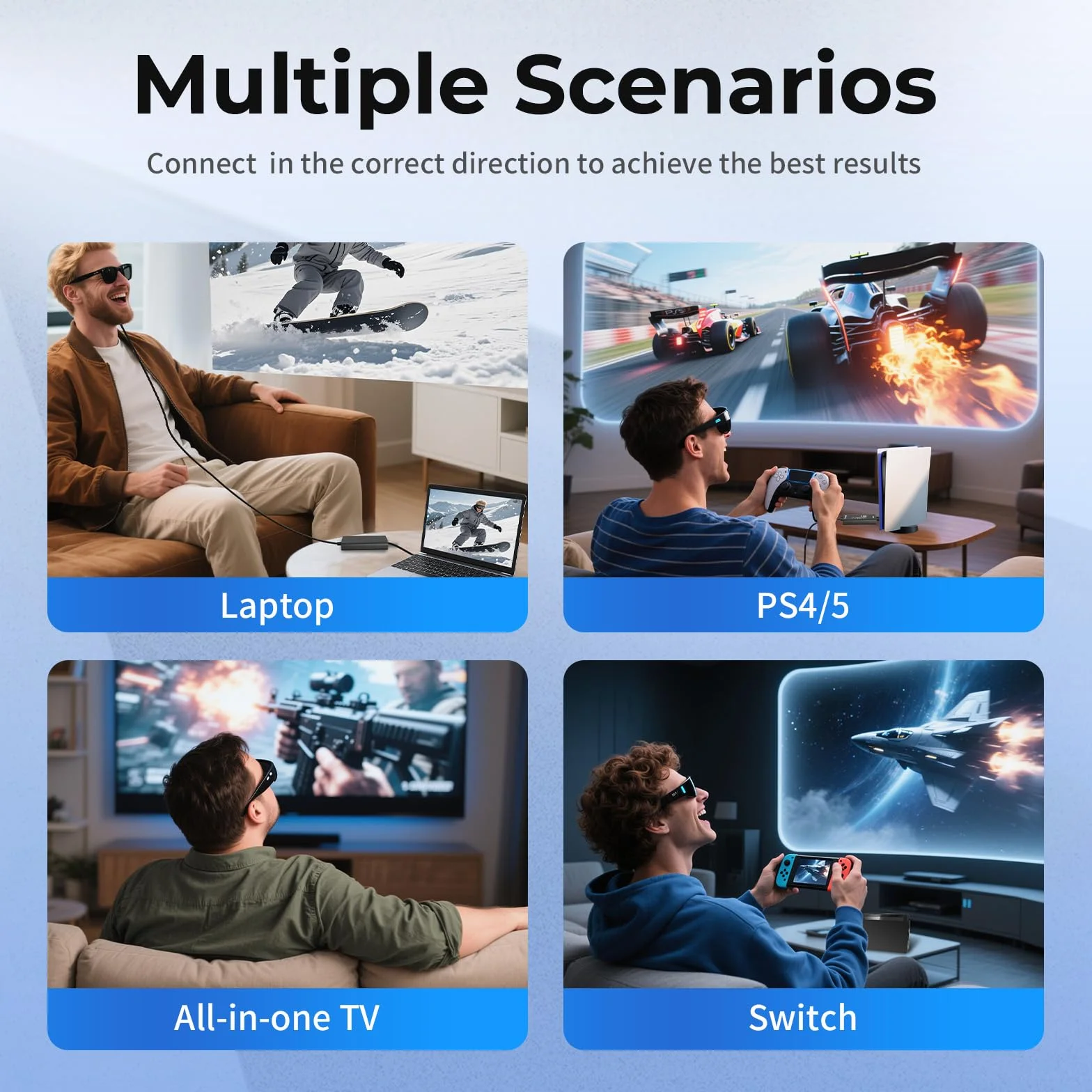 Guermok AR Glasses Adaptateur d'affichage HDMI vers USB-C, 1,5 m, 4K @ 60 Hz, convertisseur AR avec DC 5 V, pour X Real One/Air 2 Pro/Ray Neo/Rokid, Switch 2/1, PS 5/4, moniteurs Portables, Noir
