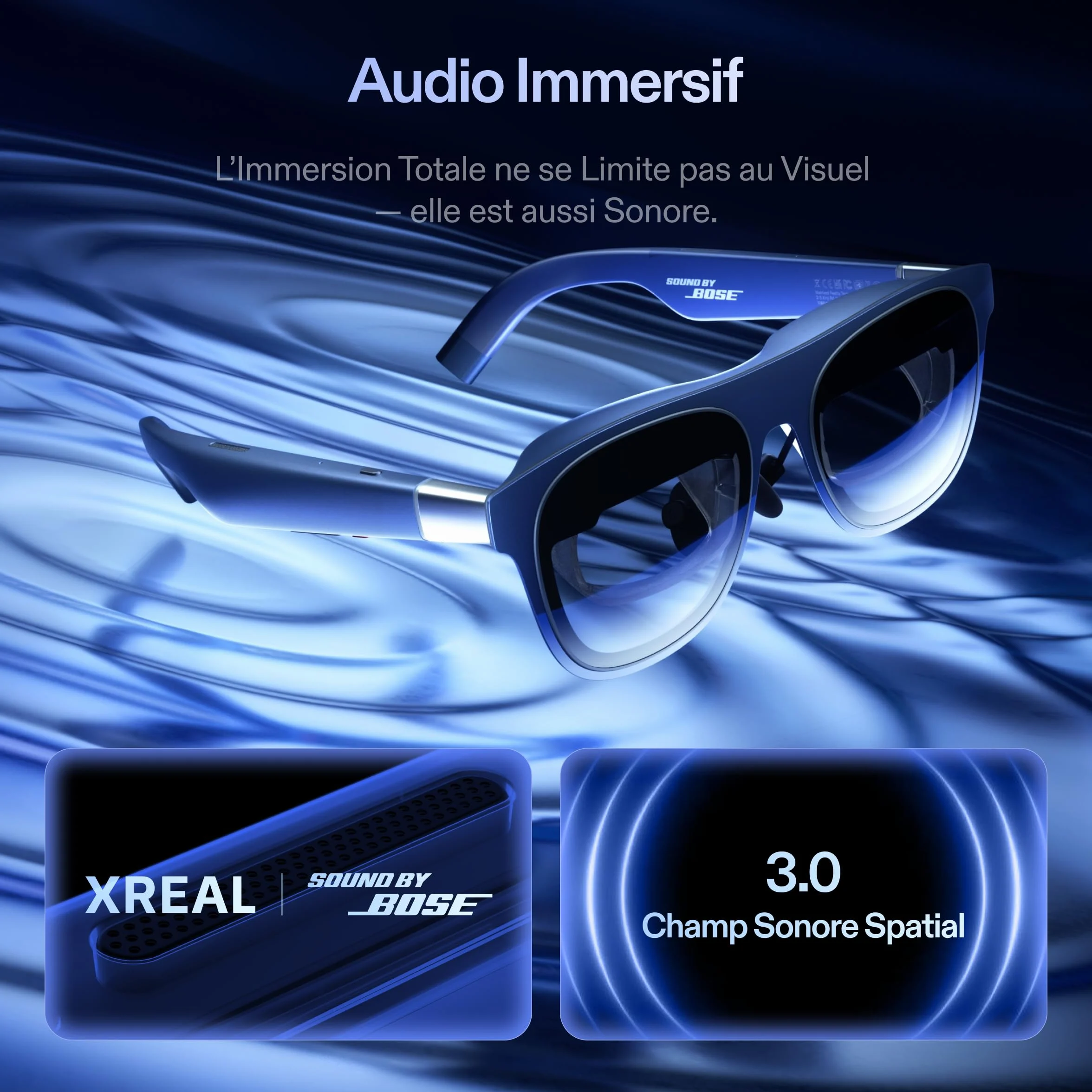 XREAL 1S AR/XR Lunettes, Lunettes de Réalité Augmentée avec Écran Virtuel 500", 52° FOV, 3DoF Natif, Real 3D, X1 Puce, Compatibles USB‑C DisplayPort Appareils, iPhone 17/16/15, Console ROG/SteamDeck