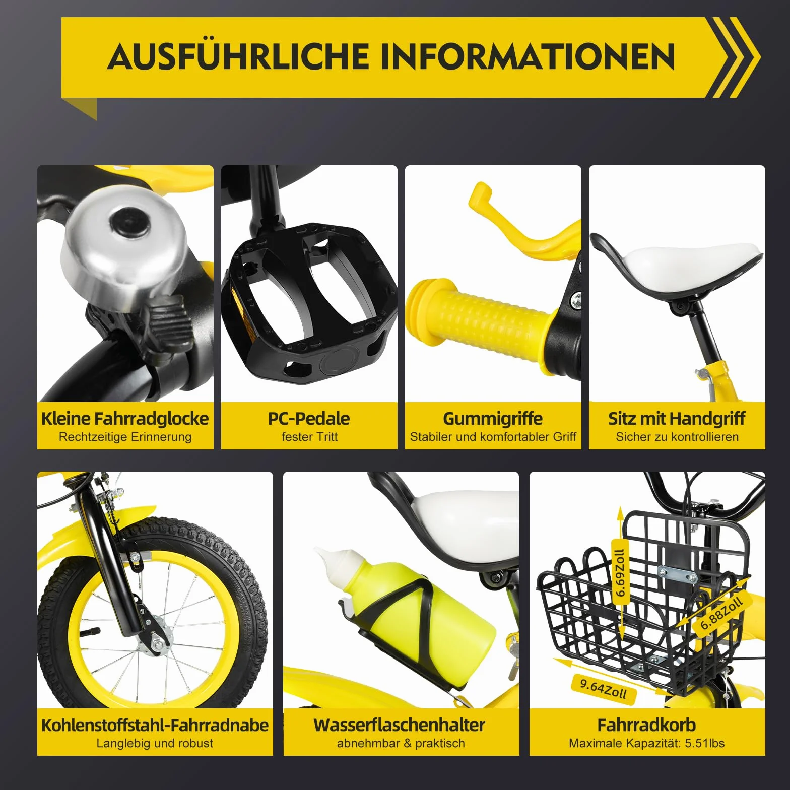 Vélo enfant 2-4 ans roues stabilisatrices frein double siège réglable hauteur 80-95 cm