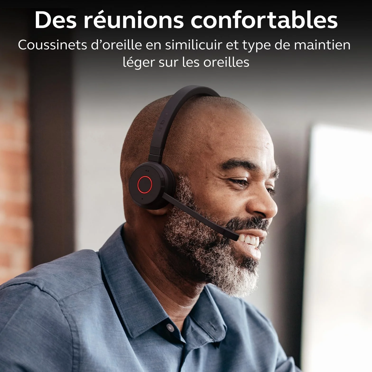 Jabra Evolve 65 Te (3e édition 2025) Micro-Casque Mono Bluetooth sans Fil, se connecte à 2 appareils, 16 h d’autonomie, Micro antibruit, Adaptateur USB-A, Fonctionne avec Les applis de réunion, Noir