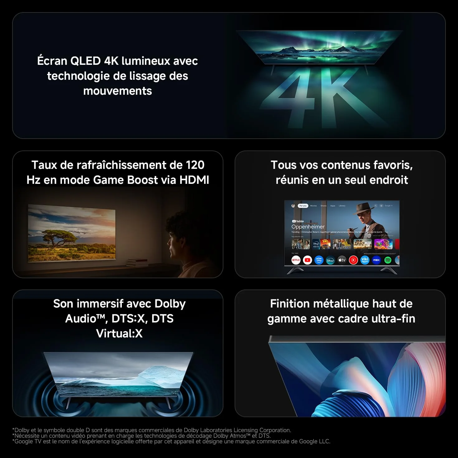 XIAOMI TV A Pro 50 127 cm 50 Pouces 4K UHD QLED Smart TV Google TV HDR10 Game Boost 120Hz MEMC 2Go+8Go