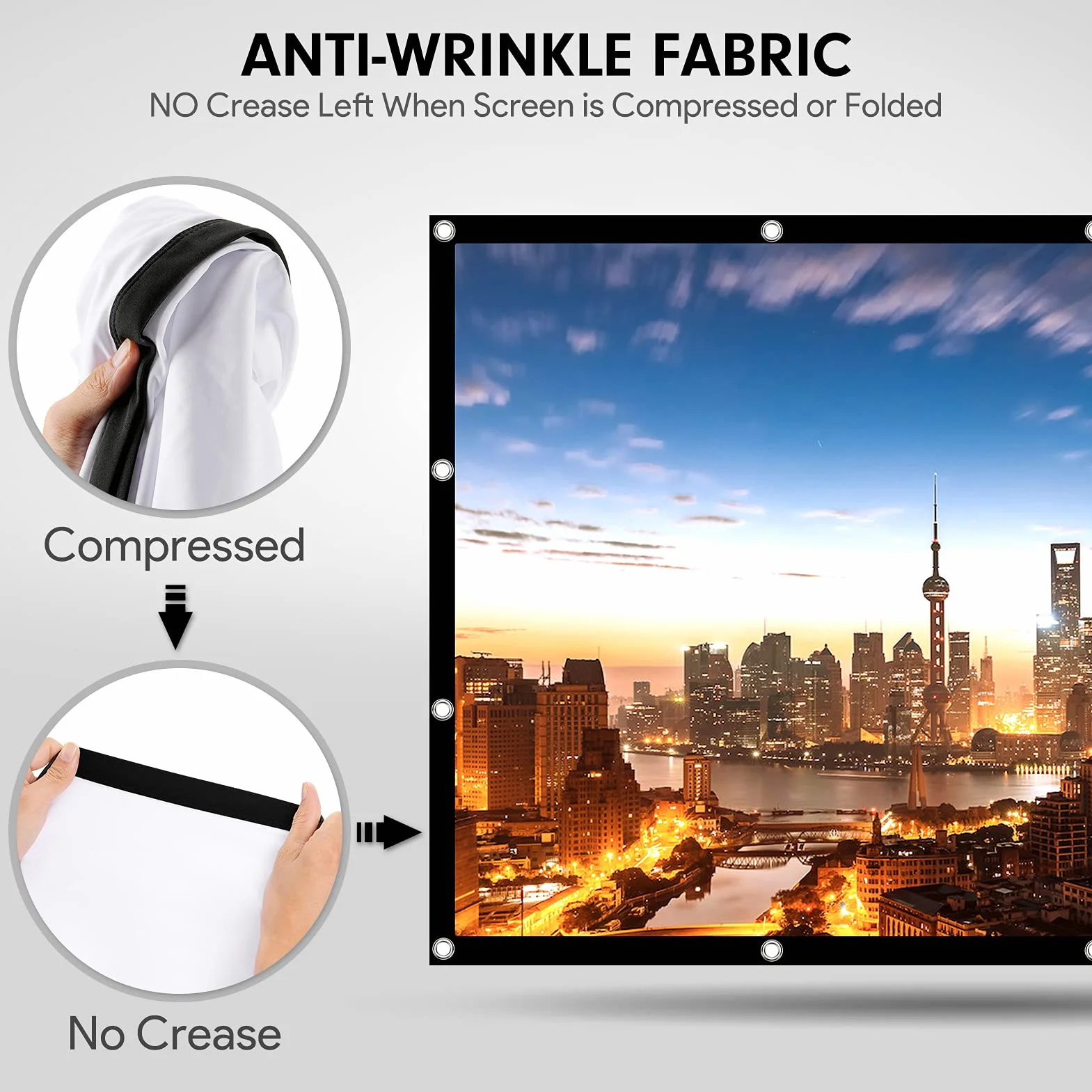 Osoeri Écran de Projection Portable 120 Pouces 16:9 HD Anti-Plis pour Vidéoprojecteurs