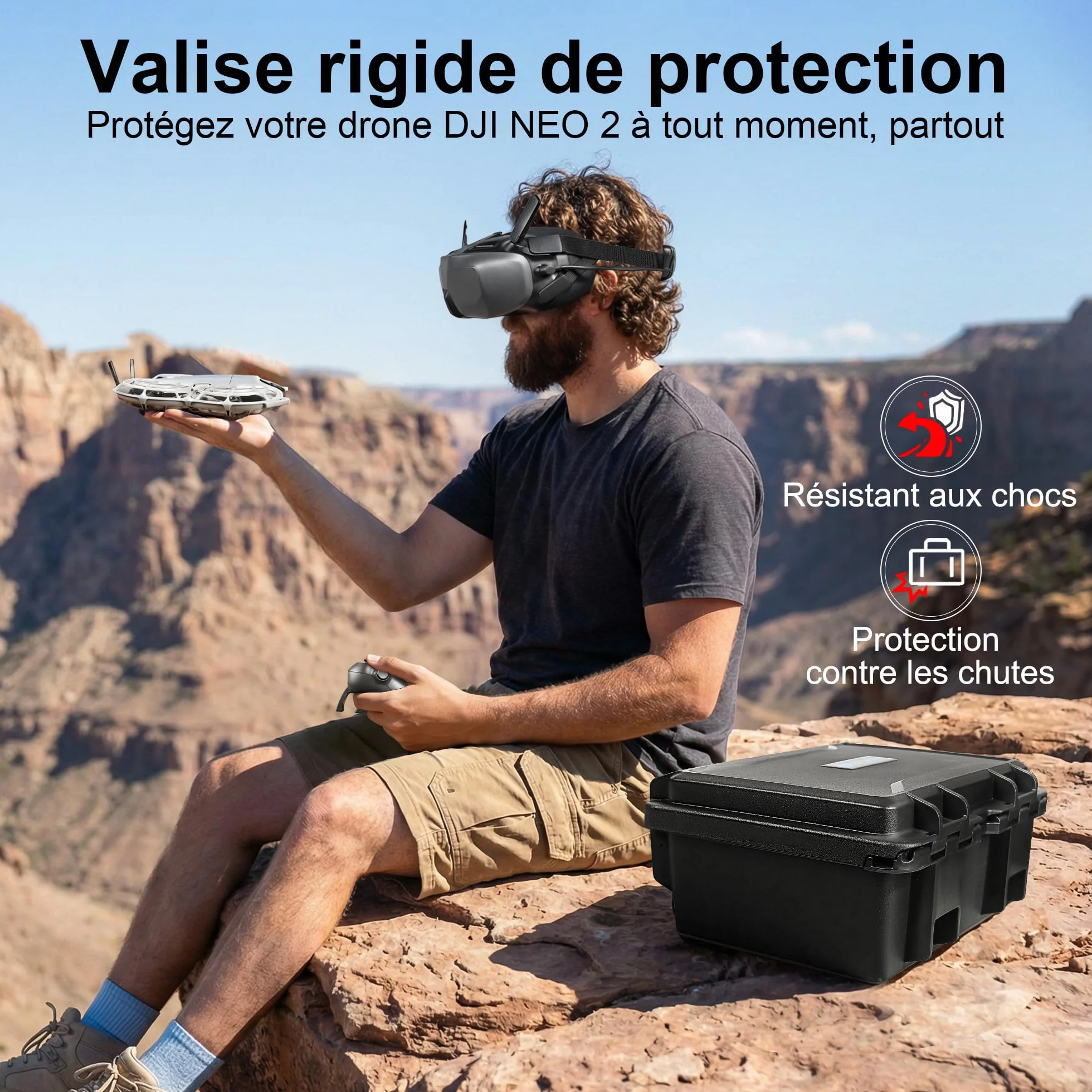 LEKUFEE Valise de Transport Rigide et Étanche pour Drone DJI Neo 2,Bundle Motion Fly More,DJI RC 2, RC N3, Goggles N3/3, RC Motion 3 et Accessoires (étui Uniquement)