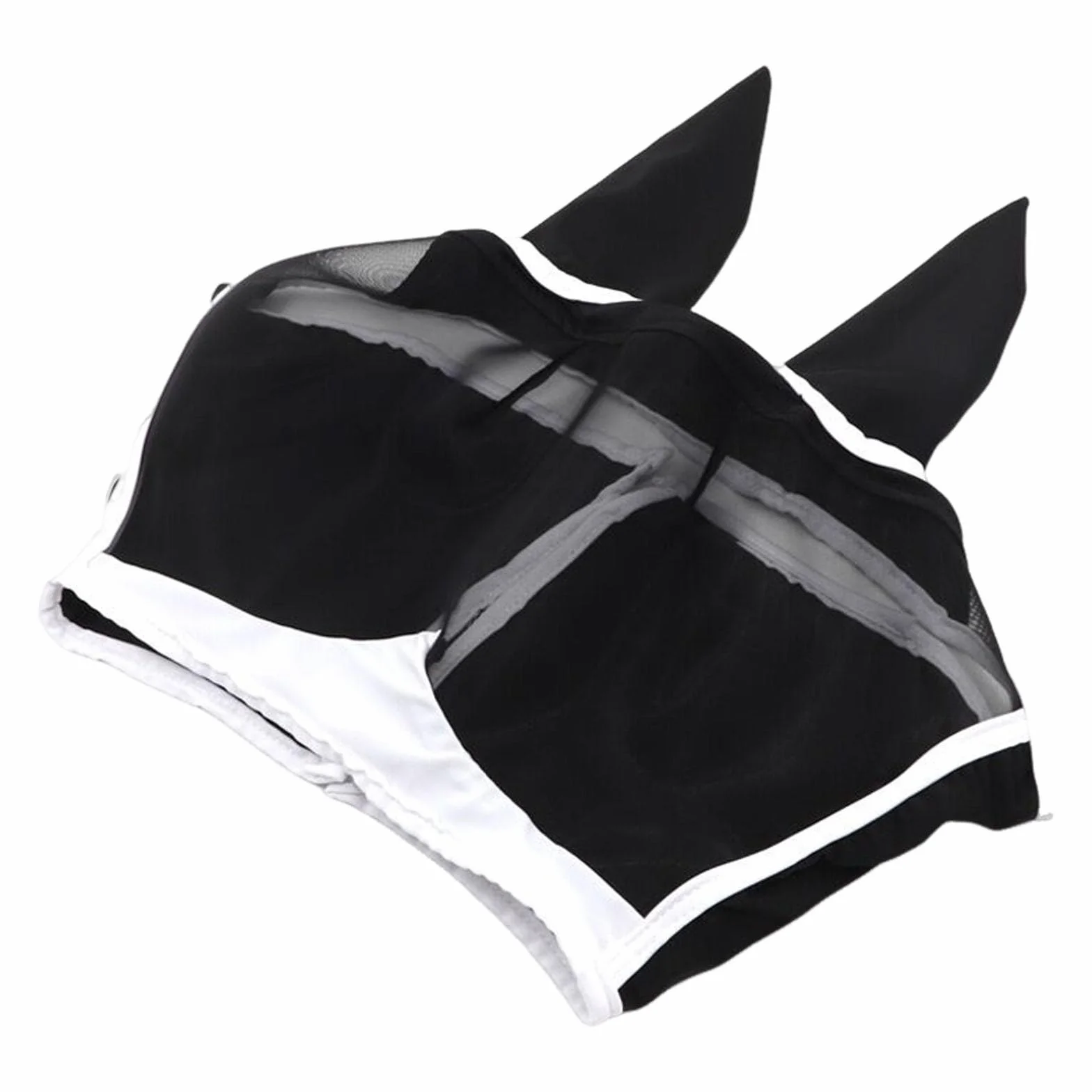 Masque anti-mouches cheval protection nasale UV, couvre-nez maille respirante poney cob shetland, fermeture velcro réglable