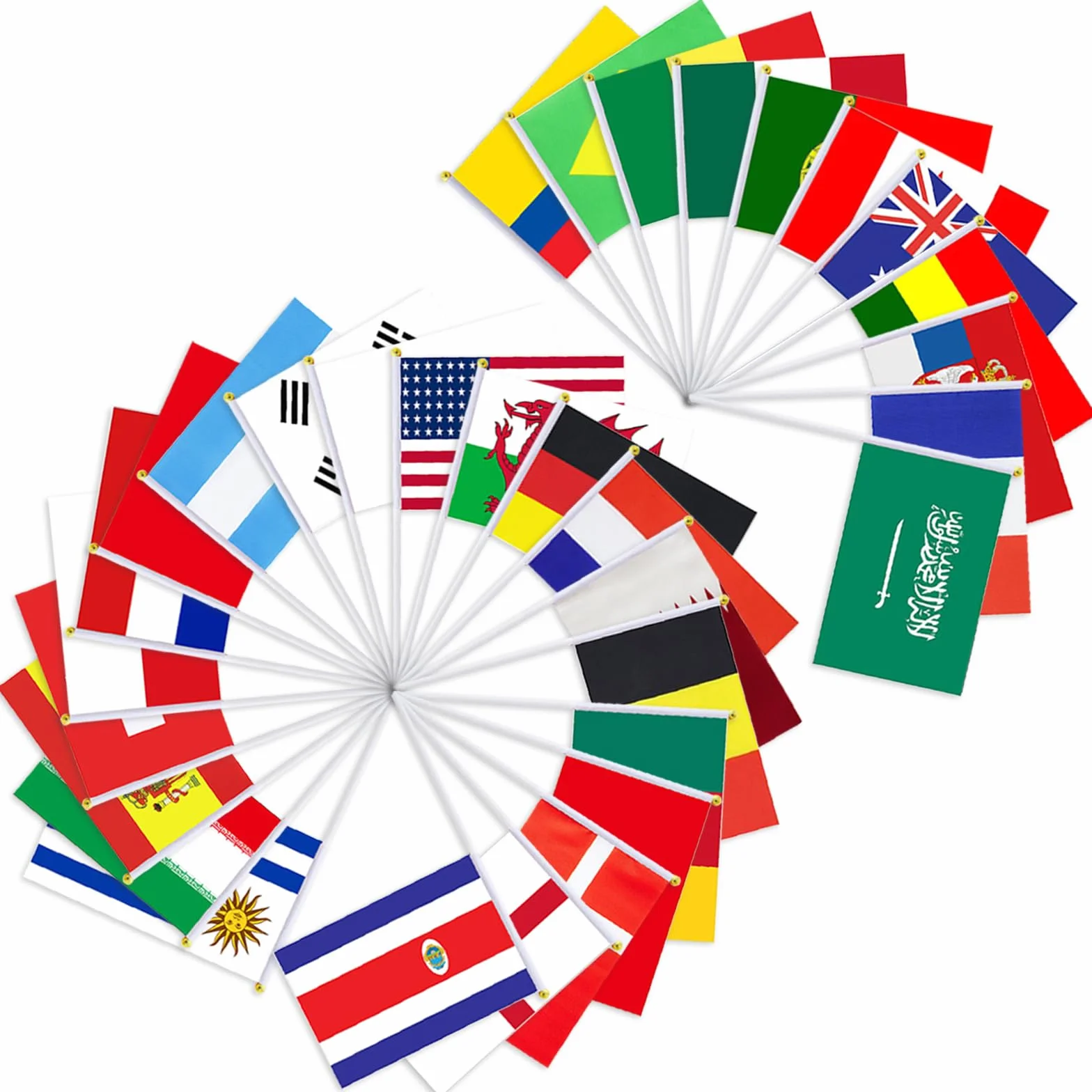 Coupe du Monde 2026 Drapeaux Kit 32 Pays 14x21cm Tissu Polyester Double Face Décorations Football