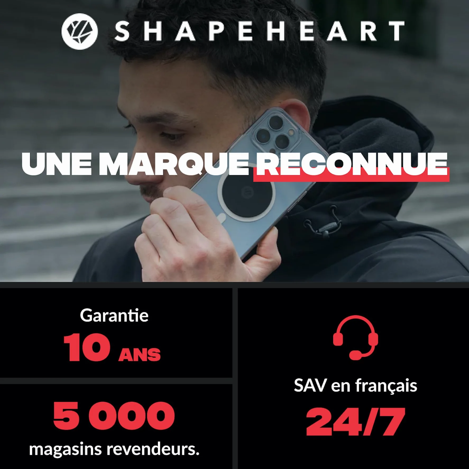 Shapeheart Support Téléphone Moto Pro Magnétique - Fixation Vissée Anti-Vibrations Guidon - Pochette Étanche XL Tactile - Housse Imperméable Moto, Scooter - Système Stable et Amovible