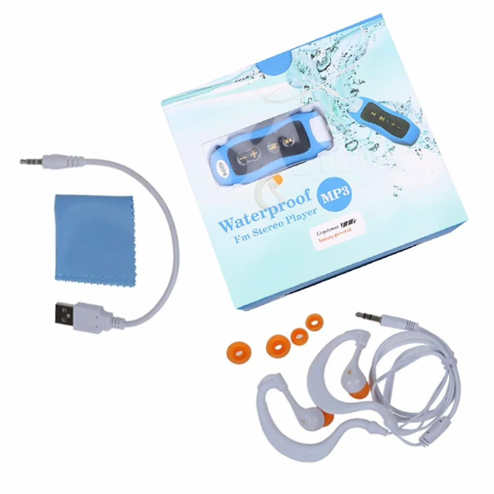 Lecteur de Musique MP3 étanche IPX8 FM Radio 4G 8G Sport Natation Plongée