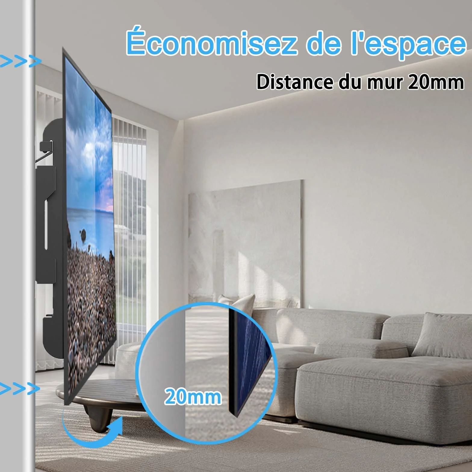 Support Mural TV Fixe pour 14-42 Pouces,VESA jusqu'à 200x200mm Poids Maximal 25KG, 19 24 27 32 37 Pouces Petit écran de télévision Ultra - Mince Support Mural pour Moniteur,Support Mural TV