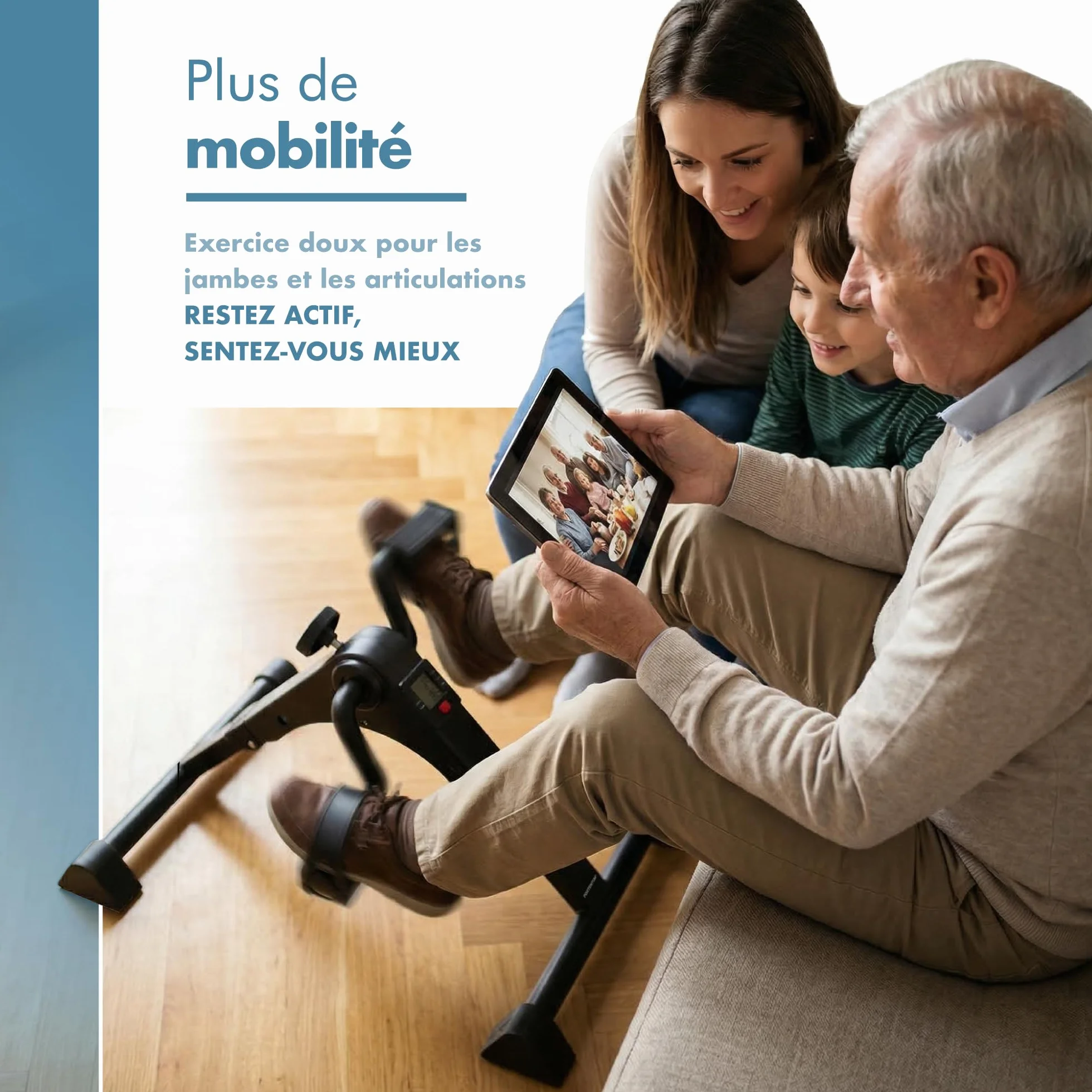 PORTENTUM Pedalier d'appartement Senior électrique motorisé 12 Vitesses télécommande Mini Velo Bras Jambes Compact Tapis antidérapant écran LCD Design Portable Sport Maison