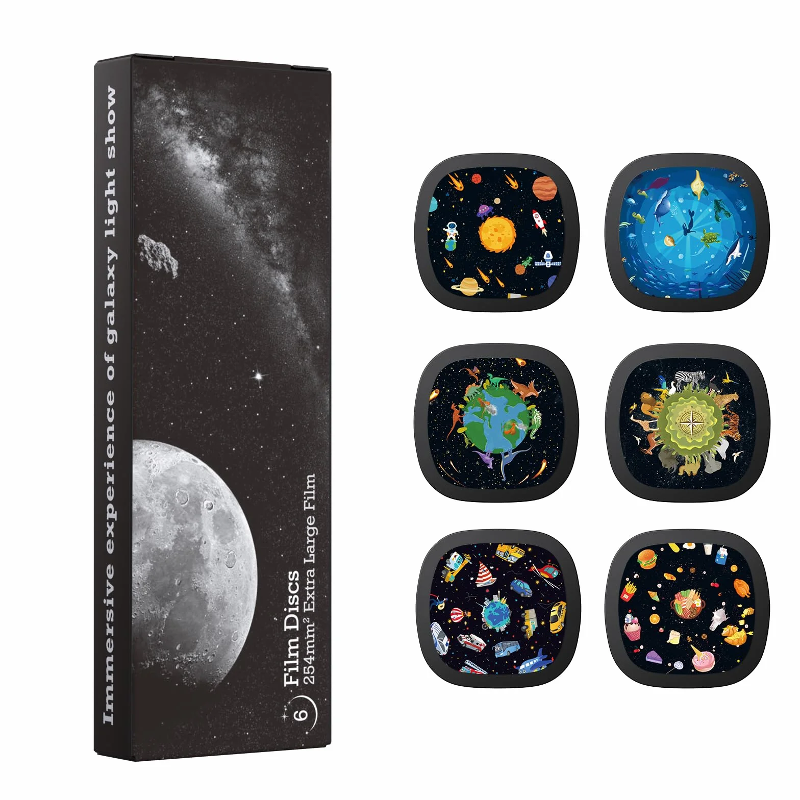 Galaxy Disque pour projecteur – Diapositive Ultra HD Compatible avec Le projecteur Ainael Galaxy et Les modèles SKE-TKQ01 & BL-DQY02 (Pro Version) – Lot de 6 disques (Kid)