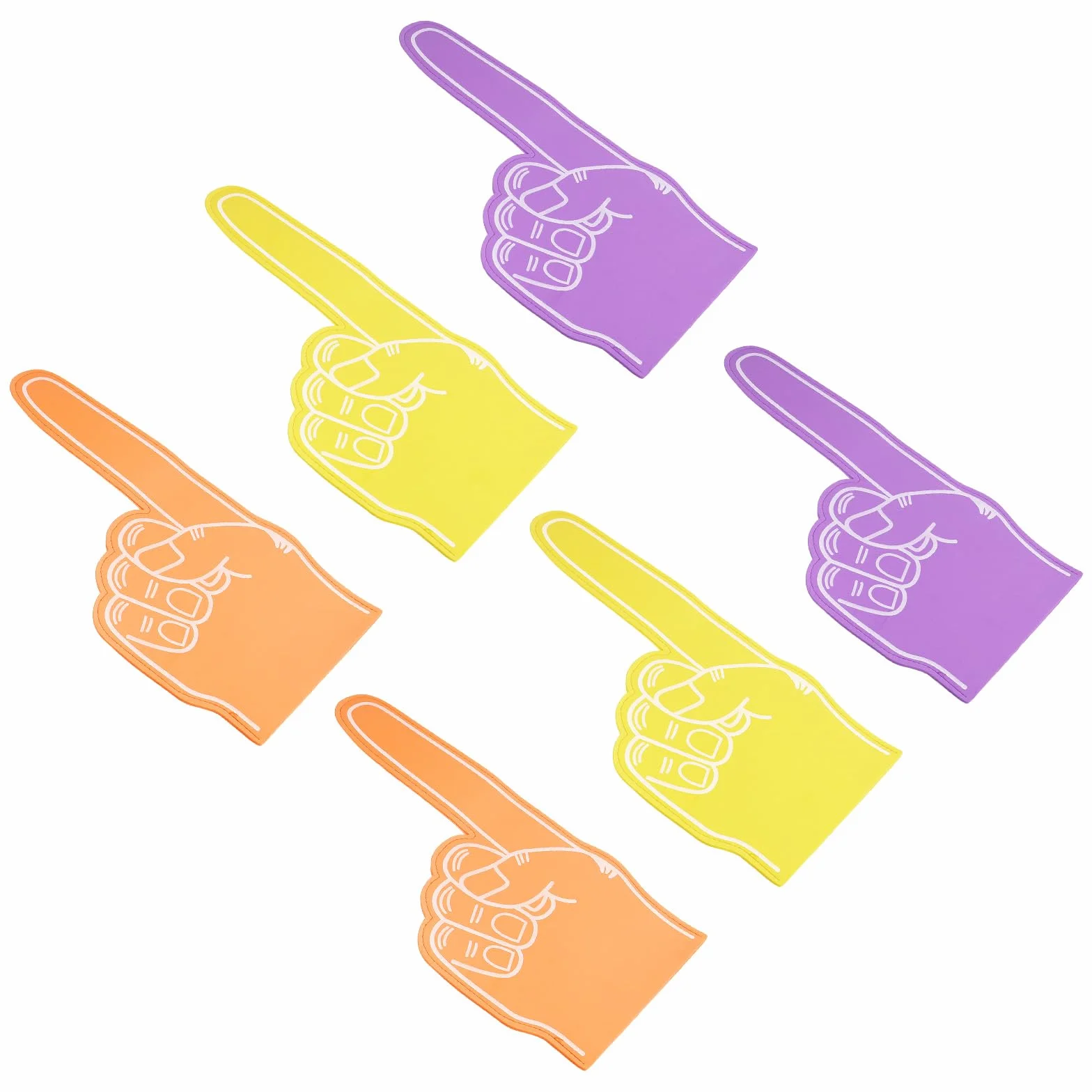 PATIKIL Géant Doigt en Mousse 18 Pouces Lot de 6, Main en Mousse Doigt de Supporter pour Événements Sportifs, Rouge Orange Violet