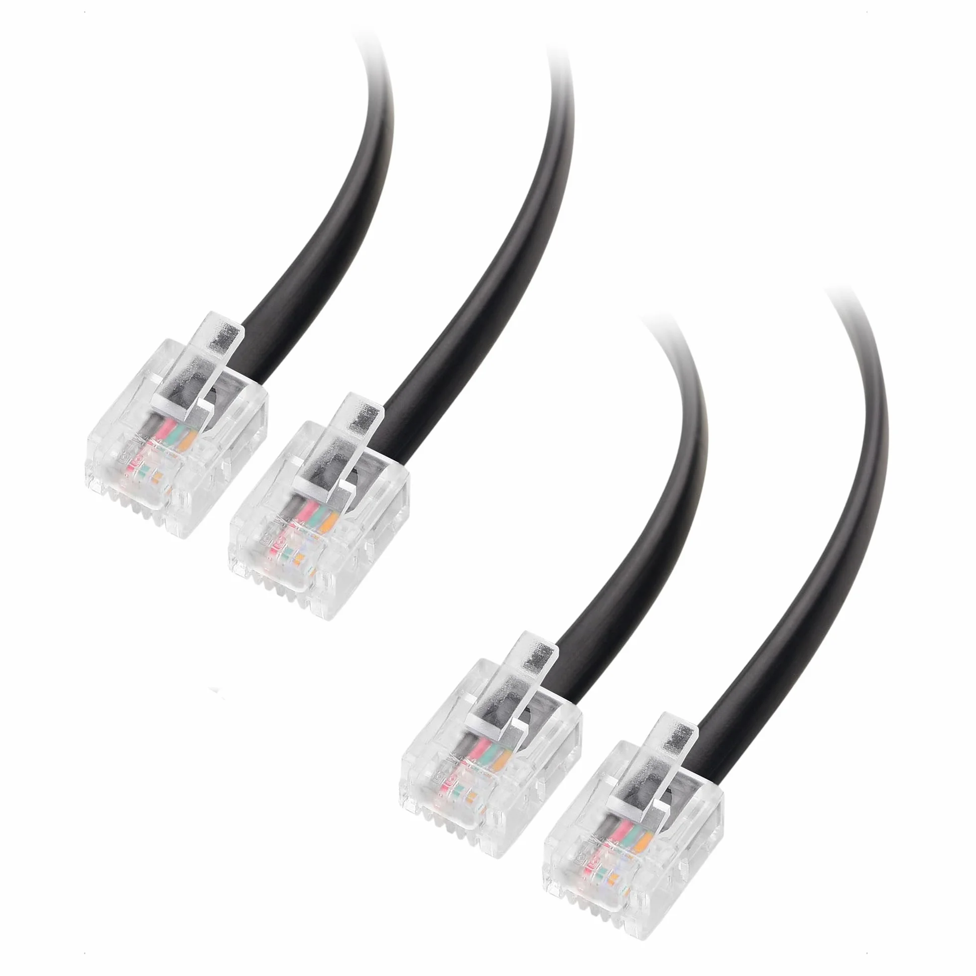 Cable Matters Pack de 2 Câble téléphonique de 1m (cable RJ11 vers RJ11) pour téléphone, Internet DSL, ADSL, modem en Noir - 1m