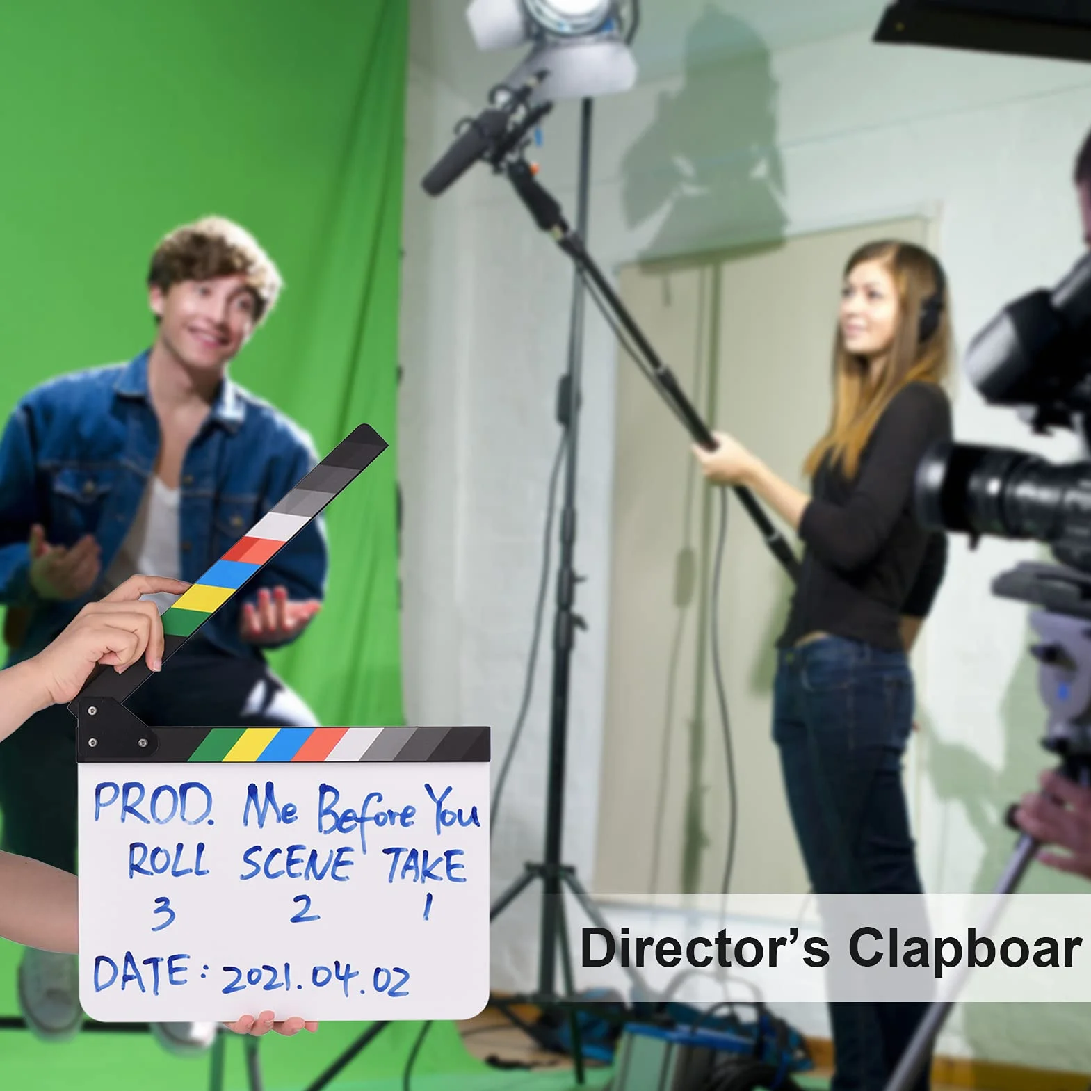 Claquette Cinéma Professionnel, Namolit 30 x 24 cm Planche de Film Clapperboard pour Film Acrylique, Planche de Scène d'action de Coupe pour Amateurs de Cinéaste Amateur