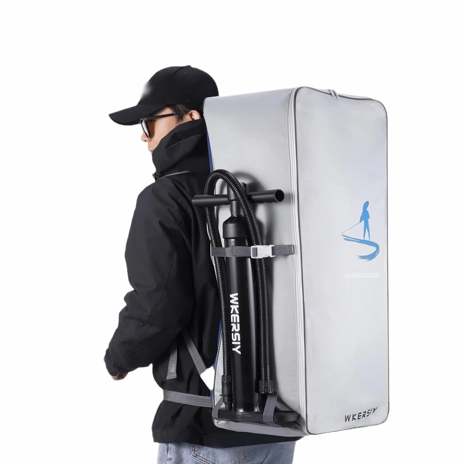 HUIOP sac à dos imperméable 105 L tissu Oxford pour planche paddle surf