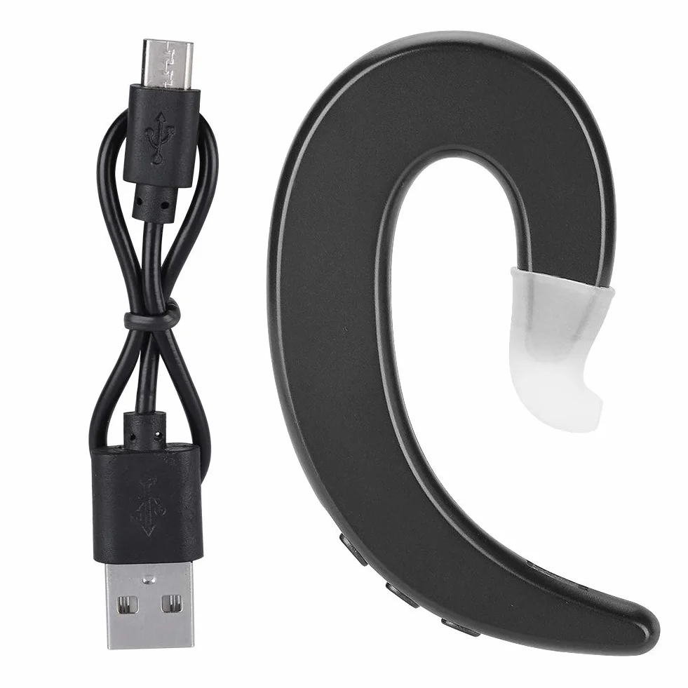 Casque Bluetooth sans Bouchon d'oreille, sans Fil Mains Libres Crochet d'oreille Casque Bluetooth Casque à Conduction osseuse indolore pour Smartphones Conduite d'affaires(Noir)