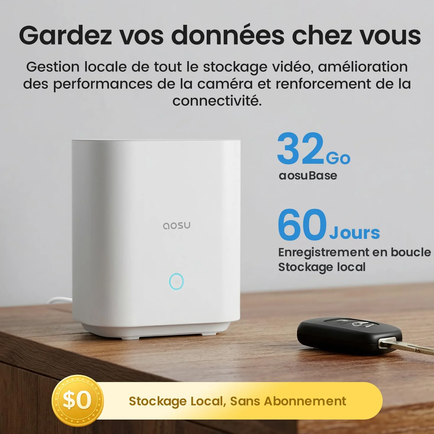AOSU 2K Caméra Surveillance Extérieure sans Fil, Base+ 4 Cam, 32 Go Stockage Local,3MP WiFi Solaire Caméra Exterieur à Batterie, Panneau Solaire Intégré, Vision Nocturne Couleur,Détecteur de Mouvement