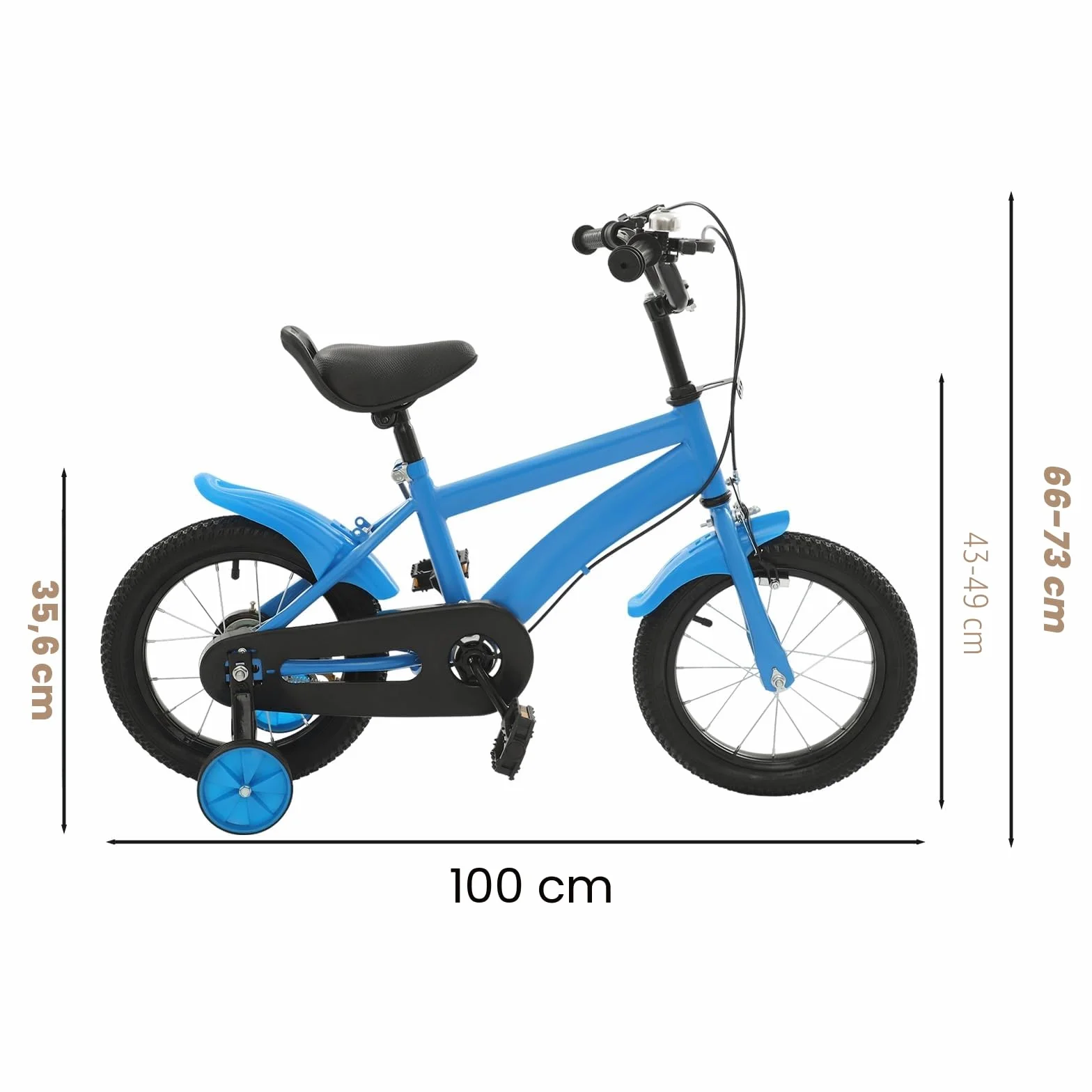 Vélo Enfant 14 Pouces Réglable Acier Carbone Garçon Fille Roues Stabilisatrices 3-6 Ans