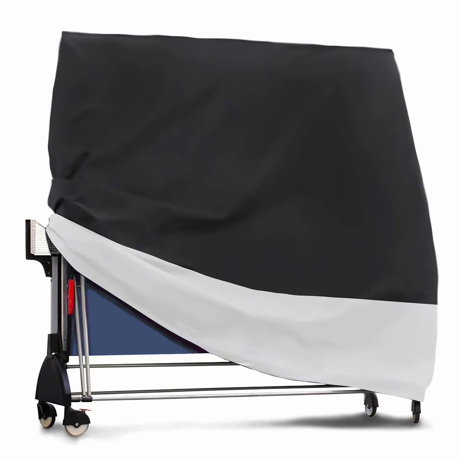 Housse de protection imperméable Oxford pour table de ping-pong d'extérieur noir/blanc 165 x 85 x 165 cm