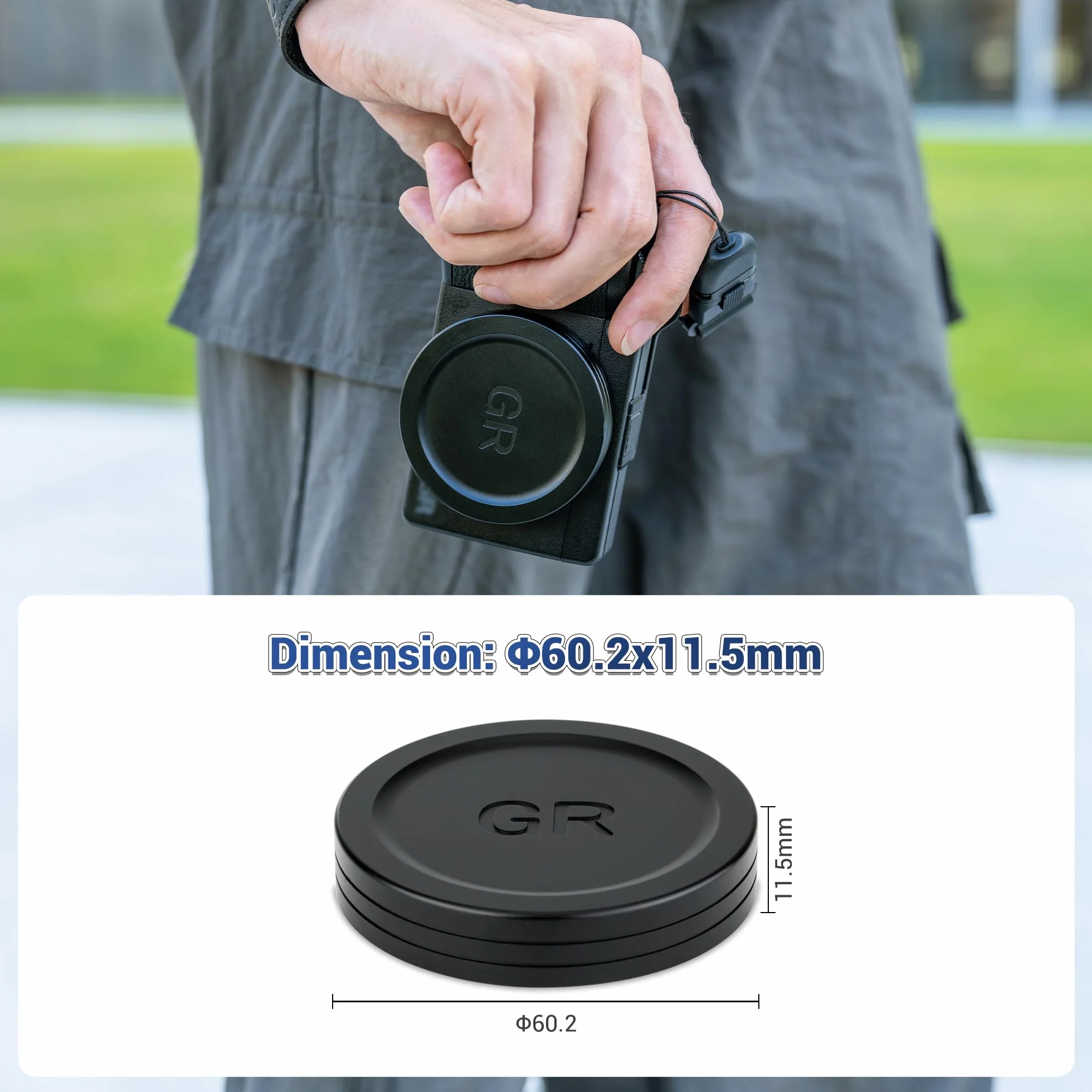 JJC Bouchon Objectif en Métal pour Ricoh GR IV Appareil Photo, Capuchon Protecteur en Aluminium Durable avec Intérieur en EVA Souple