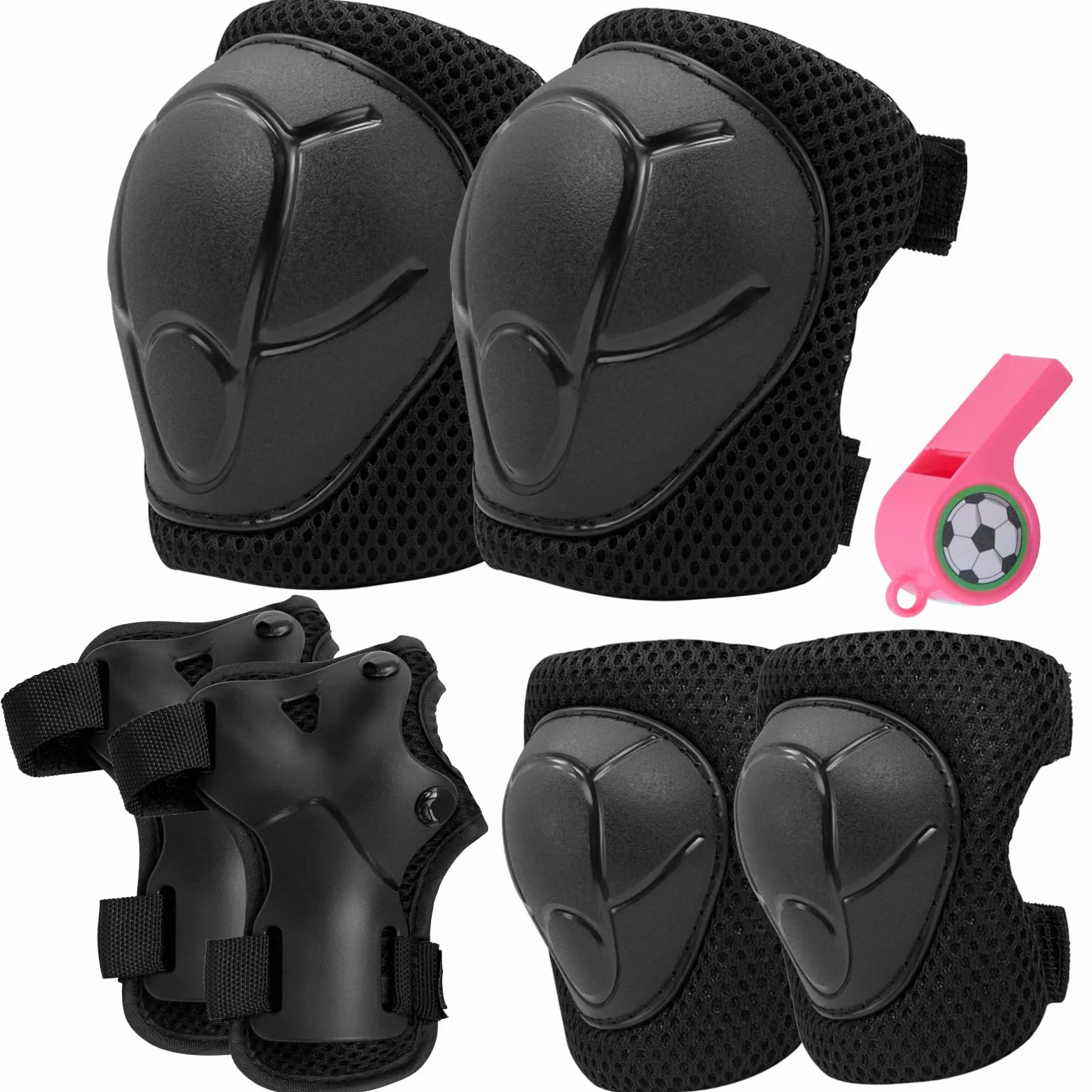 Protection Velo Enfant 3 ans Genouillères pour Enfants Ensemble de Protection Patins à Roulettes Coudières Protège-Poignets Noir