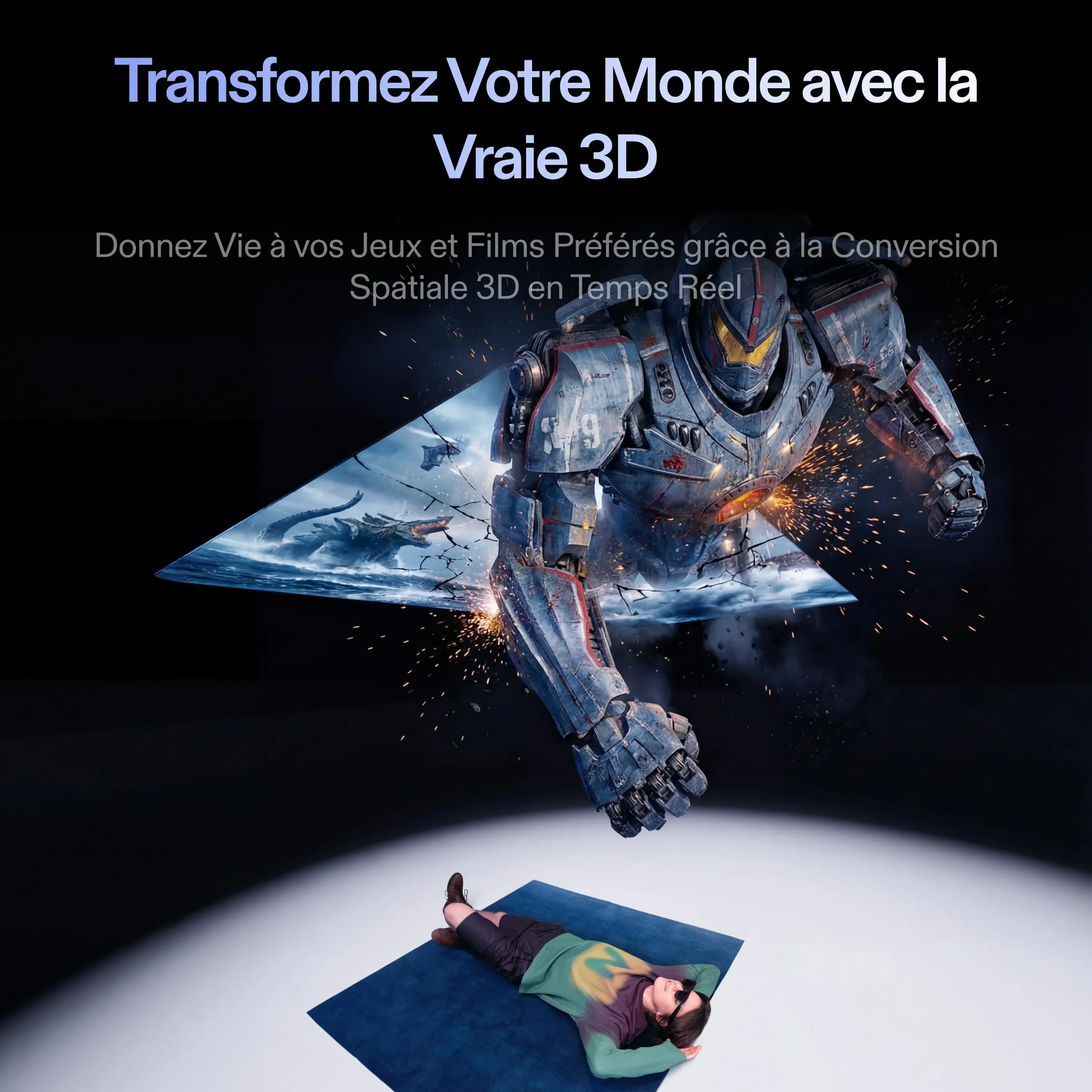 XREAL 1S AR/XR Lunettes, Lunettes de Réalité Augmentée avec Écran Virtuel 500", 52° FOV, 3DoF Natif, Real 3D, X1 Puce, Compatibles USB‑C DisplayPort Appareils, iPhone 17/16/15, Console ROG/SteamDeck