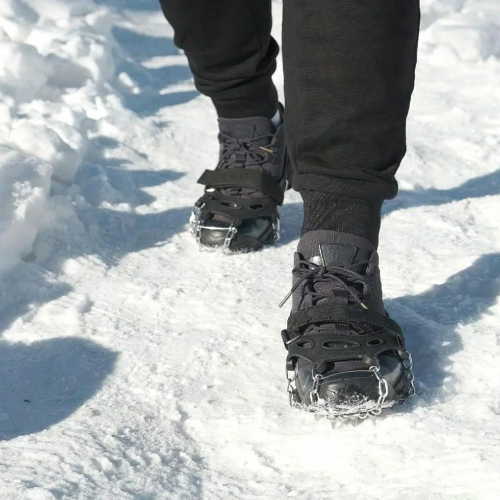 Flintronic Crampons Antidérapants 19 Dents Acier Inoxydable pour Chaussures Neige Glace