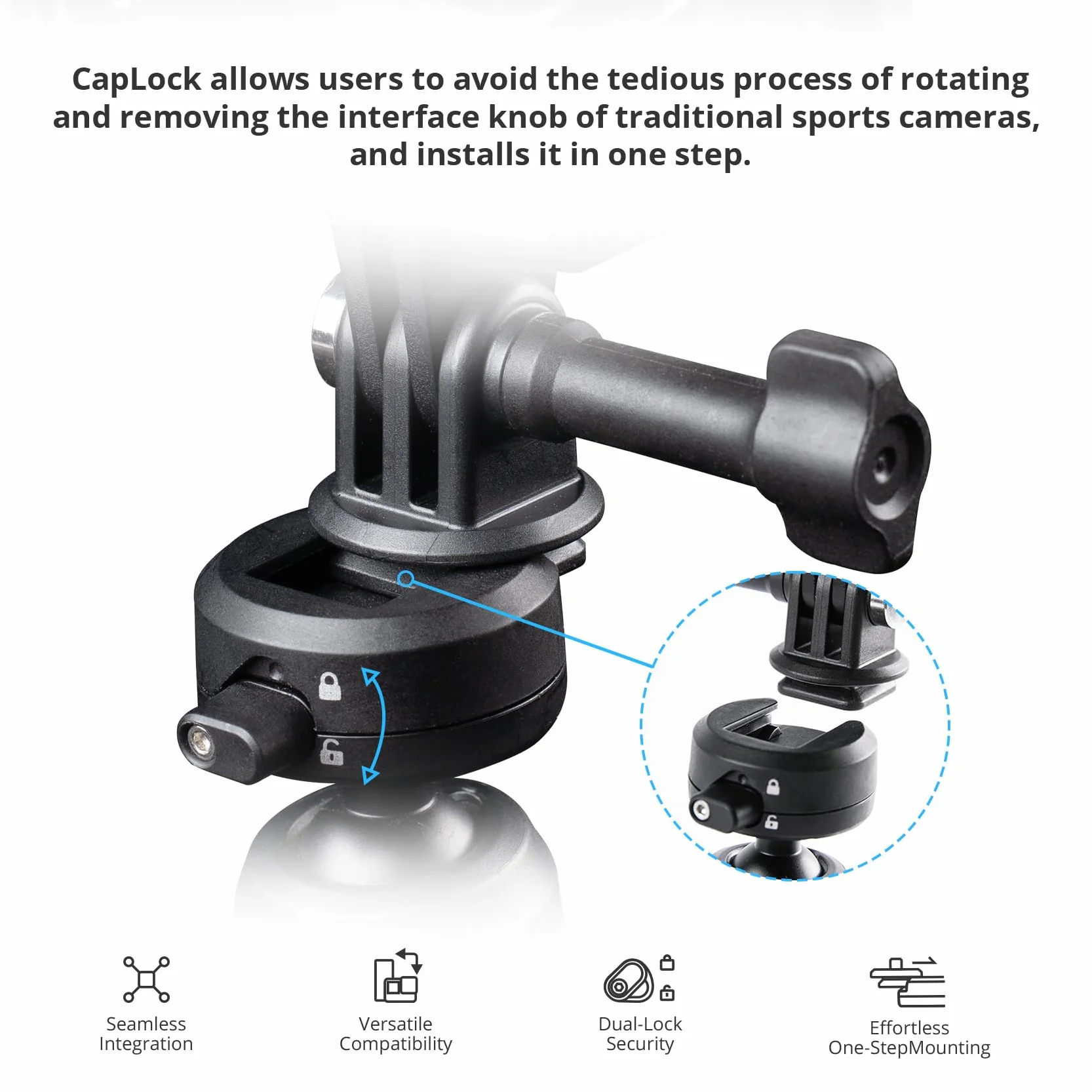 PGYTECH CapLock Support à Ventouse pour DJI OSMO 360/Action 6/Pocket 4/3, Suction Cup pour Gopro Hero 13/12/11, Action Caméra Accessoire pour Insta360 Ace Pro 2/X5/One RS avec Filetage 1/4"-20