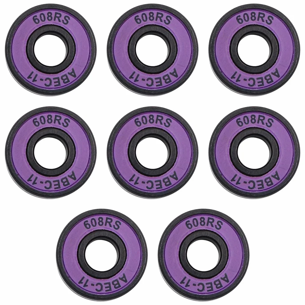 Roulements Skateboard 608 RS ABEC-11, Accessoires de Skateboard Haute Vitesse 8Pcs (Violet)