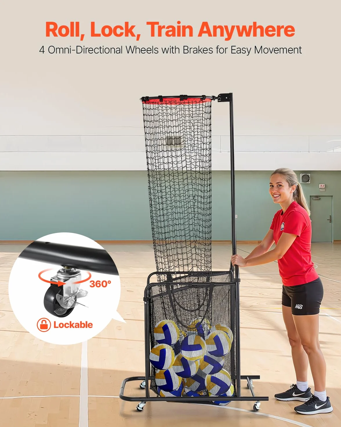 VEVOR Système de filet d'entraînement de volley-ball 20,3 x 3,7 x 3,4 m filet portable 14 filets